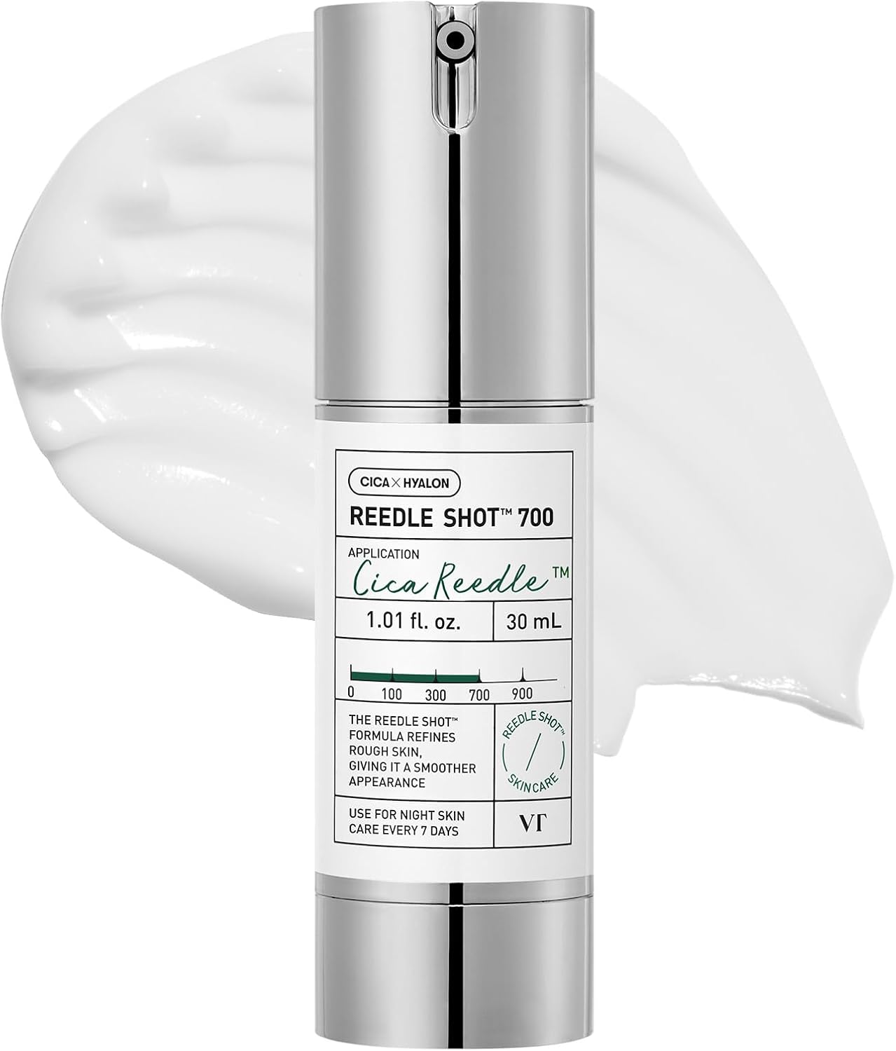 VT COSMETICS CICA Reedle Shot 700, Spicule Microneedling Serum for Pore Care&Exfoliation, Exosome&Centella Asiatica for Glass Skin, Acne&Blemish Care, Korean Liquid Skin Booster (1 Fl Oz / 30ml)