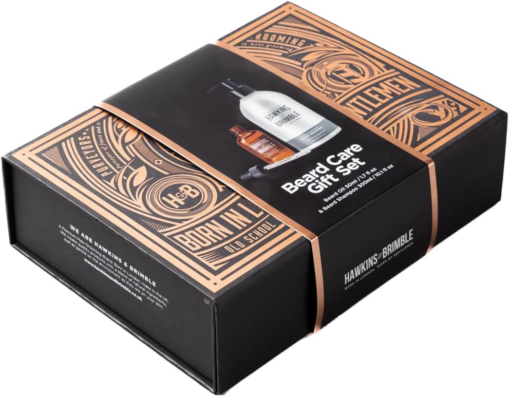 Hawkins & Brimble Beard Gift Set Box (Beard Shampoo Eco Refillable & Beard Oil)