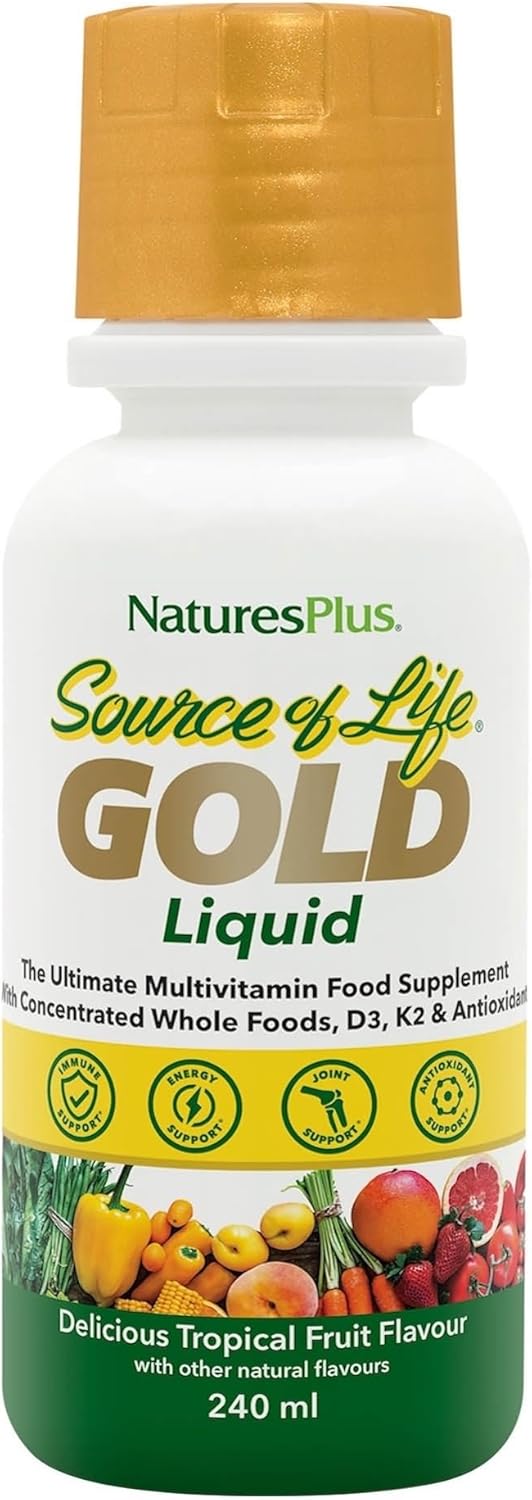 NaturesPlus Source of Life Gold Liquid 236ml - High Potency Food Based Multivitamin and Mineral - Energy and Immune Support - Vegetarian, Gluten Free