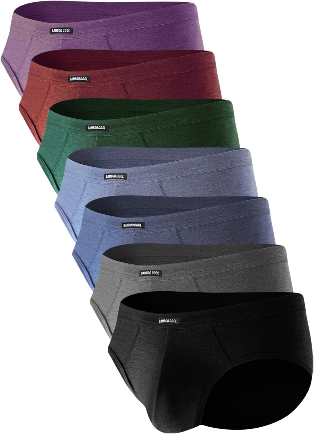 BAMBOO COOL Men's Tagless Briefs Coverd Waistband Comfort Soft Underwear with Contour Pouch Breathable Underpants, Multipacks