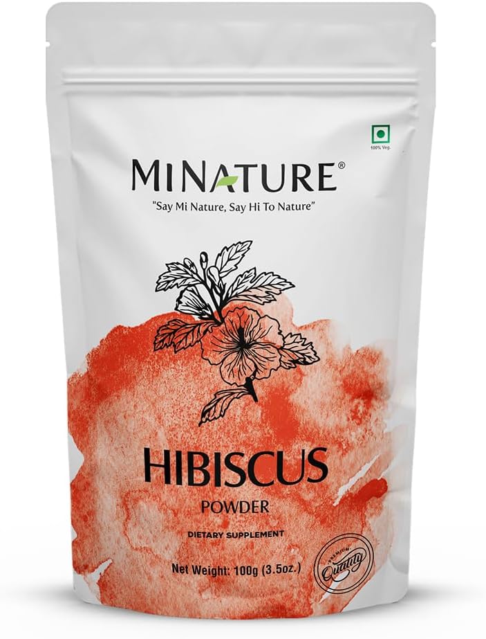 Mi Nature 100% Pure Hibiscus (Gudhal) Powder 100(3.5oz)| 100% Natural (Sabdariffa) Powderfor Hair Care, Face Pack, Tea & DIY Herbal Remedies