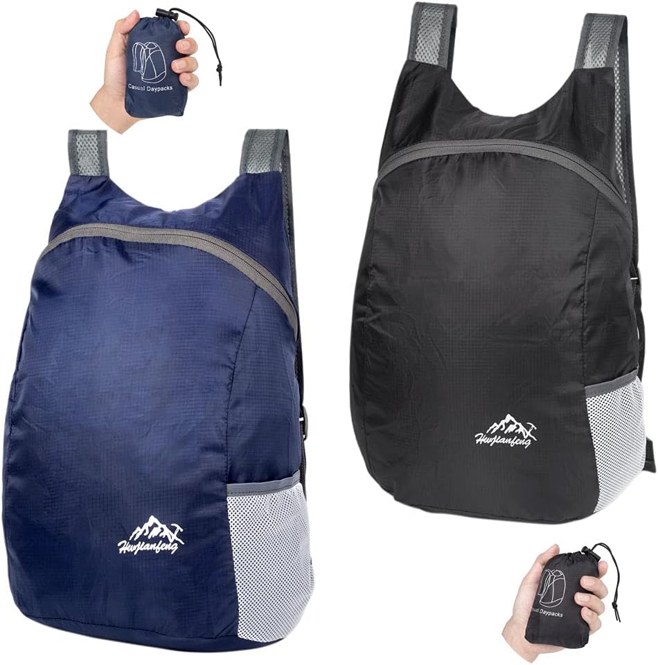 Feibmir 2 Ultra Lightweight Foldable Backpacks,Water Resistant Hiking Daypacks,Packable Rucksacks for Men Women Kids Travelling Outdoor Camping Climbing Cycling Walking