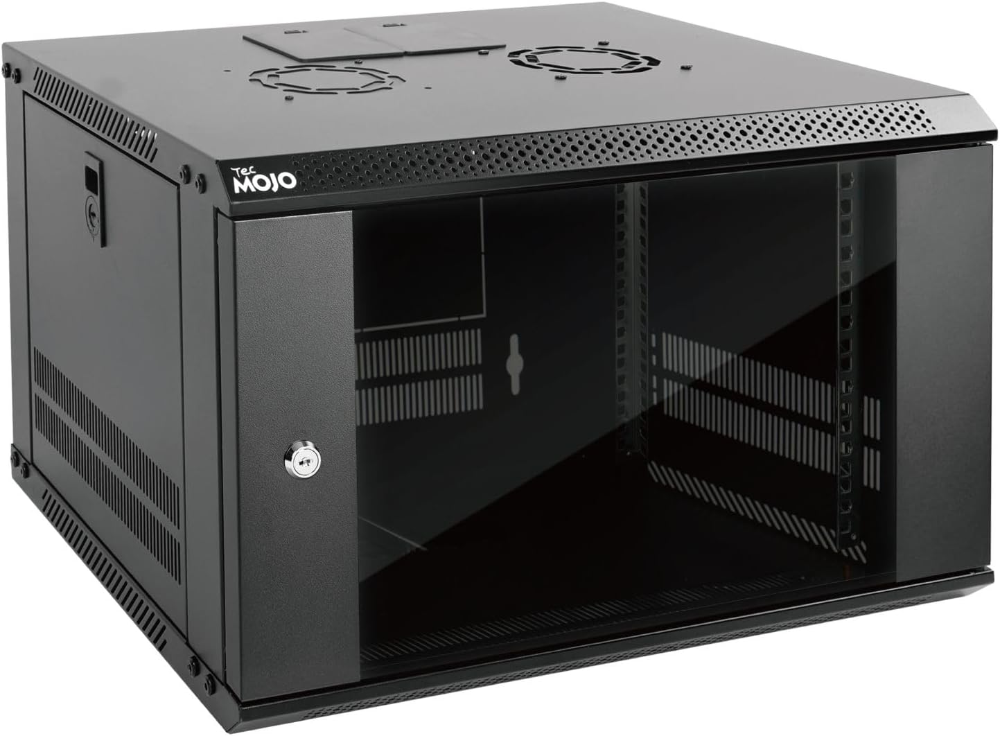 Tecmojo 6U 450mm Deep Wall Mount Server Cabinet IT Network Rack Enclosure, Lockable Door and Side Panels Black, Standard Glass Door, for 19” IT Equipment, A/V Devices, Flat Package