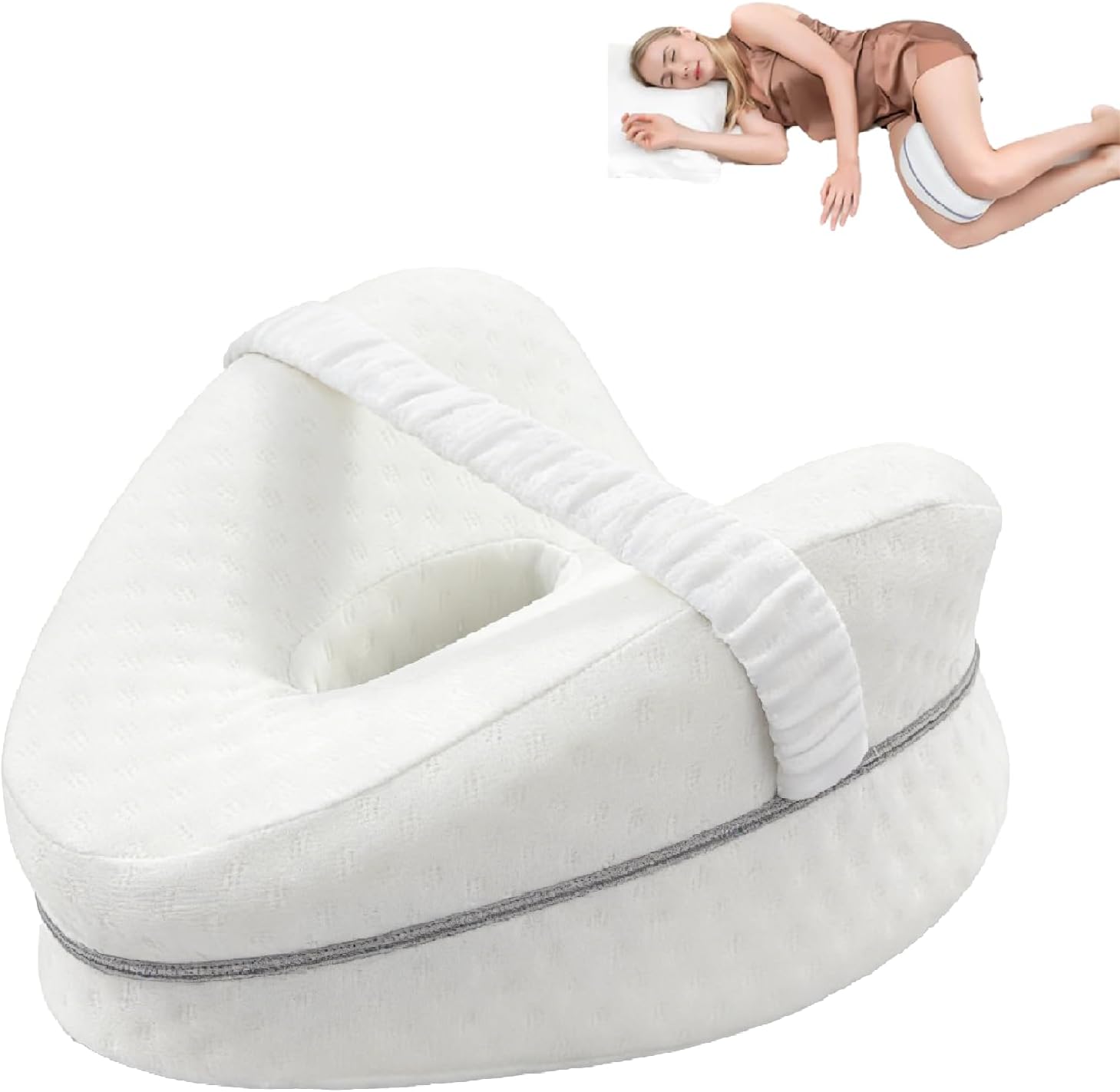 KIENG Knee Pillow for Sleeping On Side,Memory Foam Leg Pillow,White