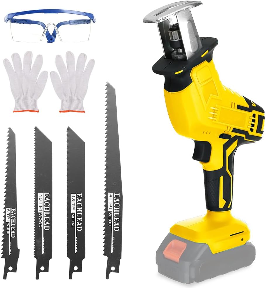 Cordless Reciprocating Saw Tool for Dewalt 20V Battery, ConBlom Brushless Power Recipro Saw 0-3500 RPM, 4 Saw Blades for Metal, Wood, PVC Cutting (No Battery)