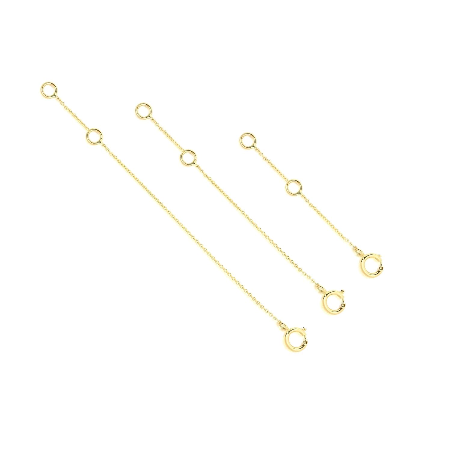14k 18k Solid Gold Extender For Necklace or Bracelet, Removable Real Solid Gold Extension Link Cable Chain, Adjustable Length For 1inch 2inch 3icnh 4 inch. Jewee Diamond