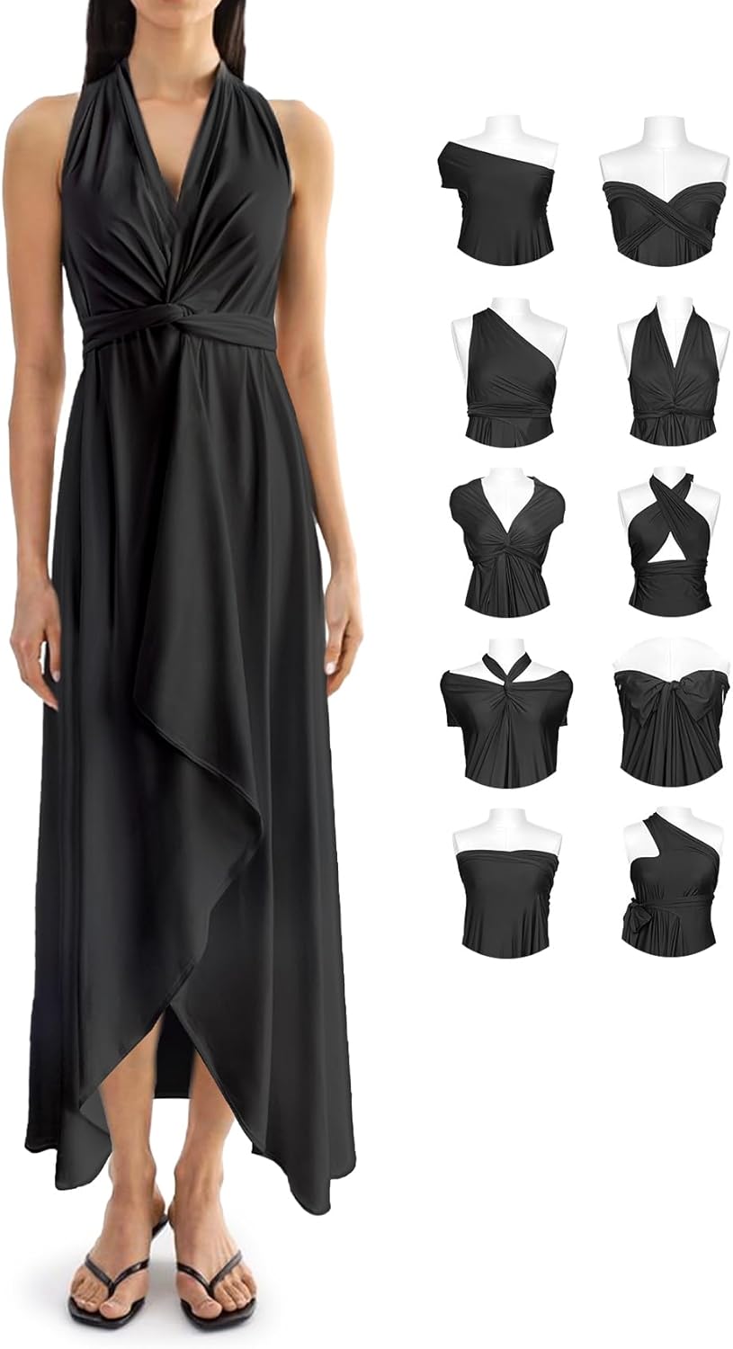 Infinity Beach Dresses for Women: Casual Summer Vacation Maxi Long Sundress- 24 in 1 Wrap Versatile Sexy Wedding Guest Dress