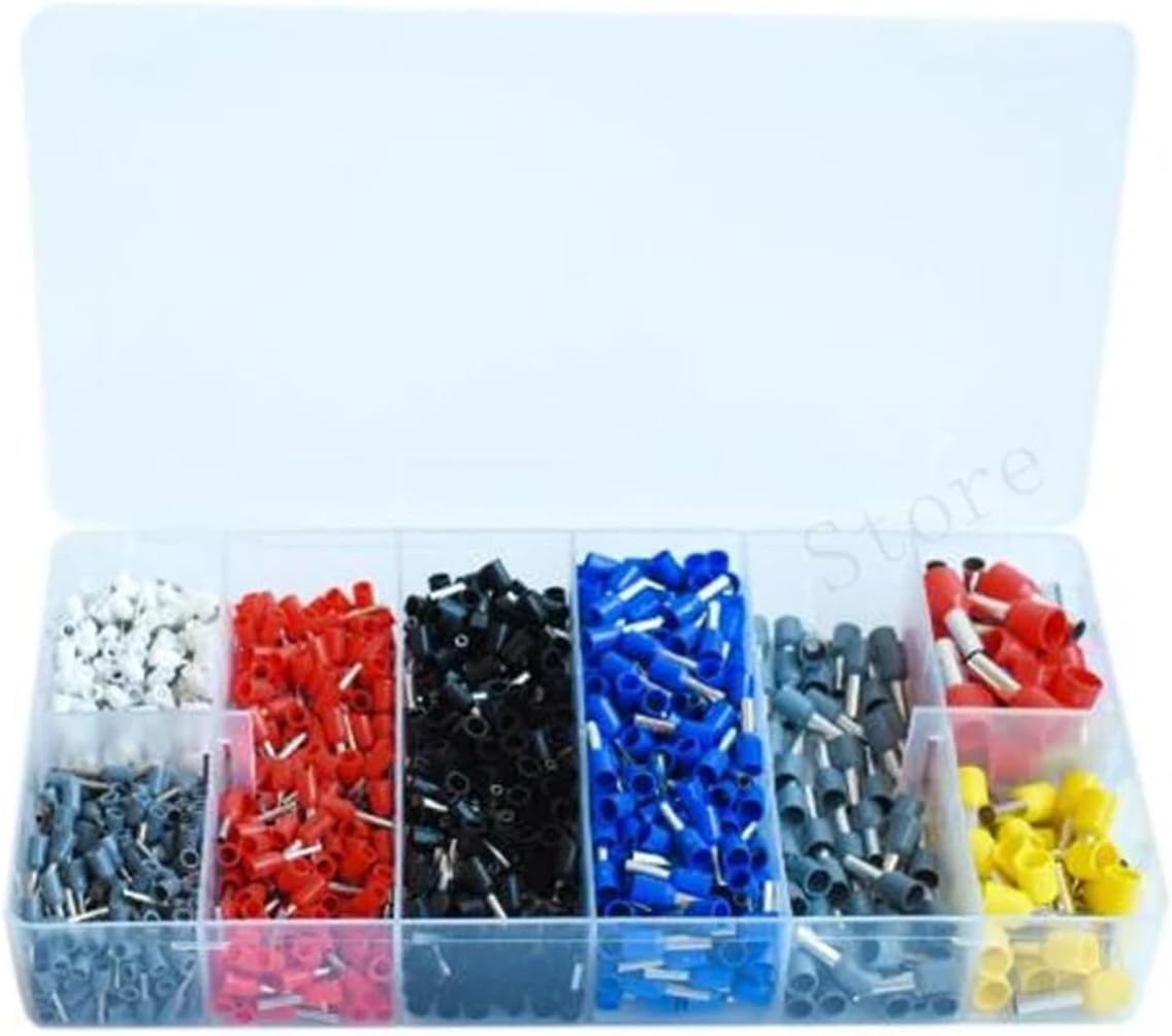 HUJWLBWF 1200PCS Wire Ferrules, Insulated Crimp Pin Terminal Kit for Electrical Projects, AWG 24-7, 8 Sizes,Ferrule Crimping Kit