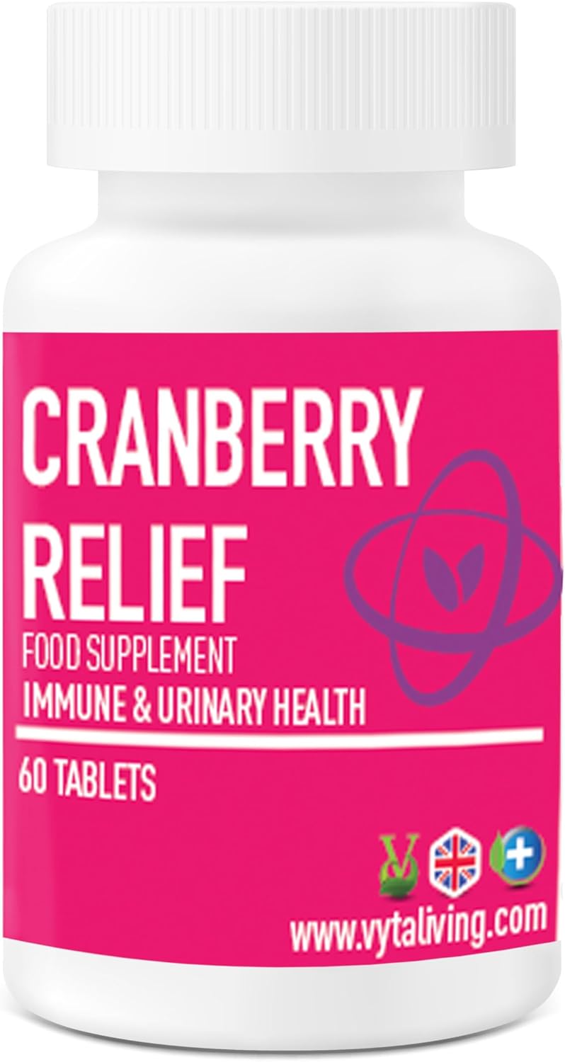 VYTALIVING Biovit Cranberry Relief Tablets - Urinary Tract Infection Treatment - Cranberry, Green Tea, D-Mannose, Vitamin C, Supplement - High Strength - Immunity Booster | 60 Tablets