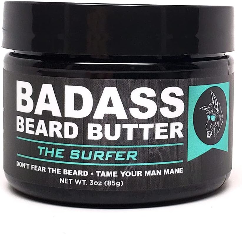Badass Beard Care Beard Butter For Men - Surfer Scent, 3 oz - Made of Natural Ingrediens for Healthy, Soften and Itchness Free Beard and Mustache