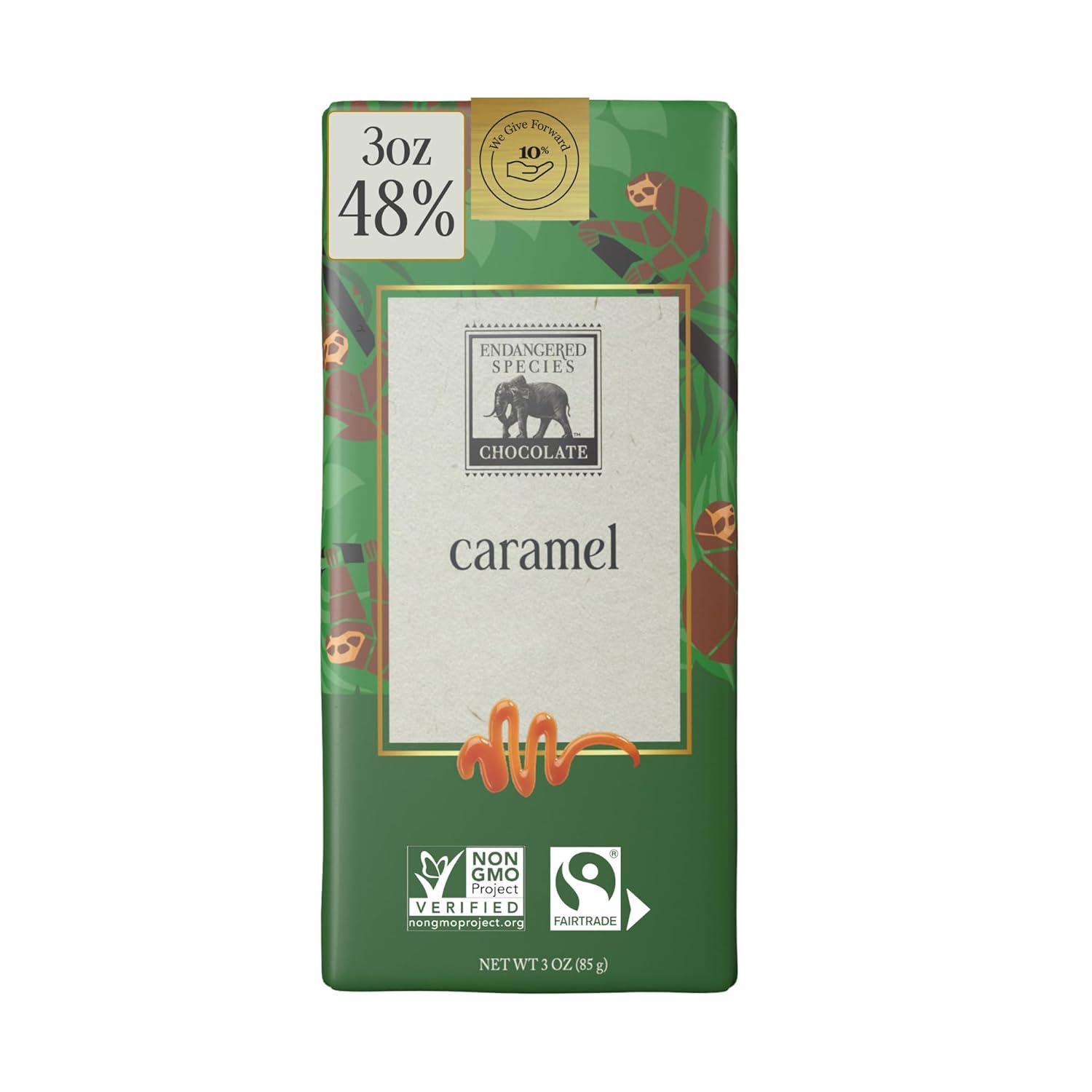 Endangered Species Natural 48% Cacao Milk Chocolate Bar w/Carmel