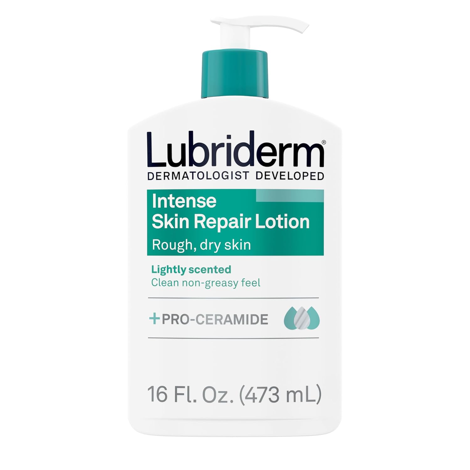 Lubriderm Intense Skin Repair Moisturizing Hand & Body Lotion + Pro-Ceramide, 48-Hour Hydration for Rough, Dry, & Sensitive Skin, Non-Greasy, Hypoallergenic, Lightly Scented, 16 fl. oz