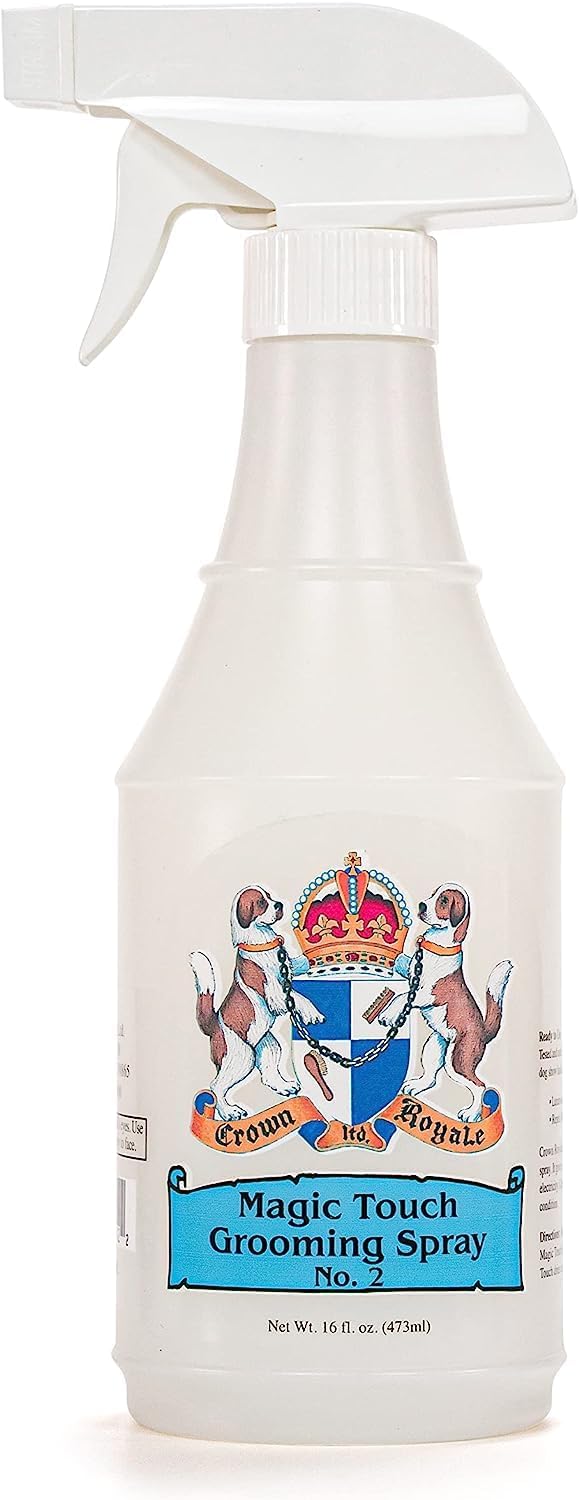 Crown Royale Magic Touch Formula 2 Pet Grooming Spray Ready-to-Use, No Heavy Build-Up, Finishing Spray, Prevents Coat Matting, Formulated with Conditioners, Made in USA, 16 oz