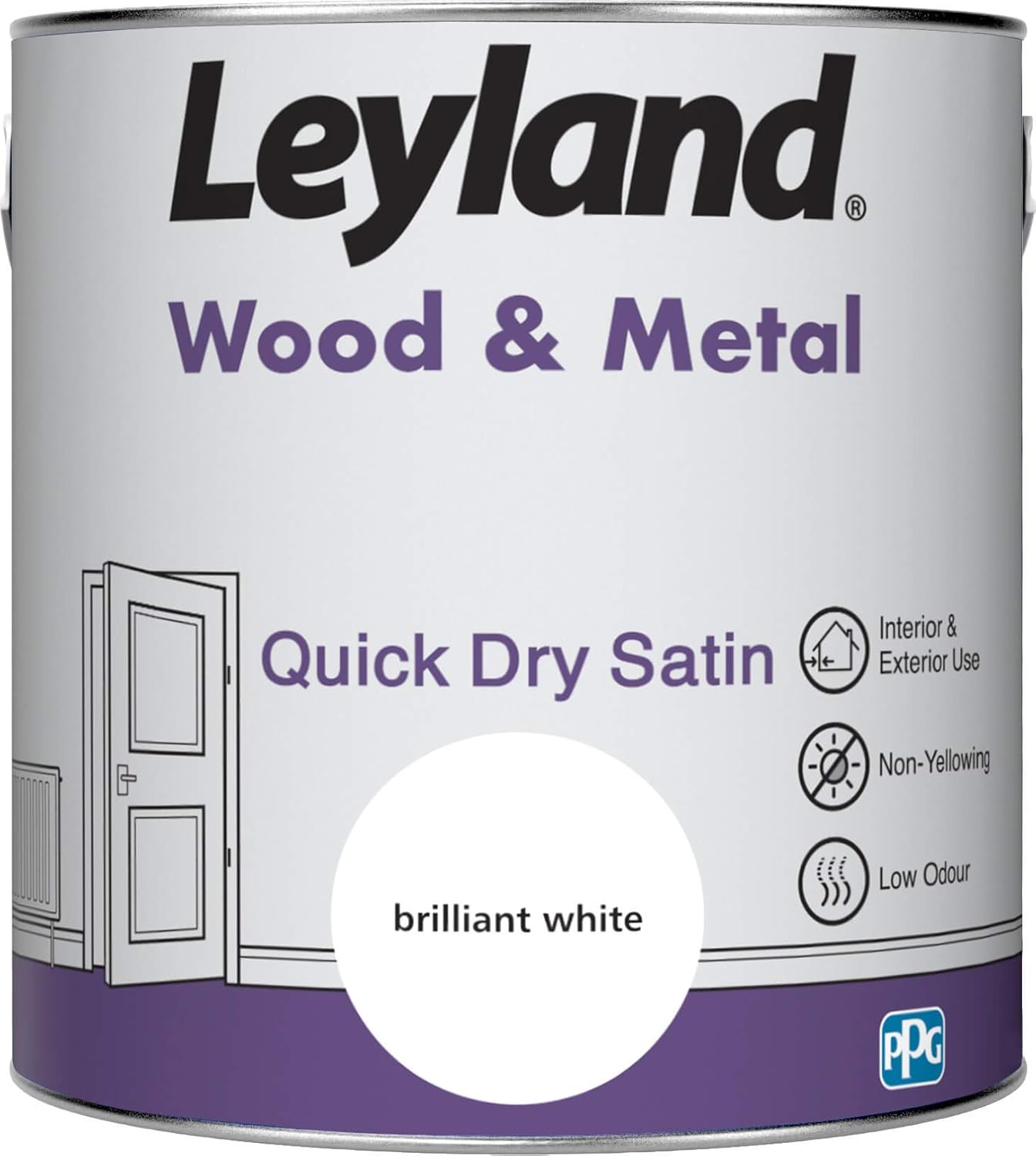 Leyland 423431 Wood & Metal Quick Dry Satin, 2.5 litres, white