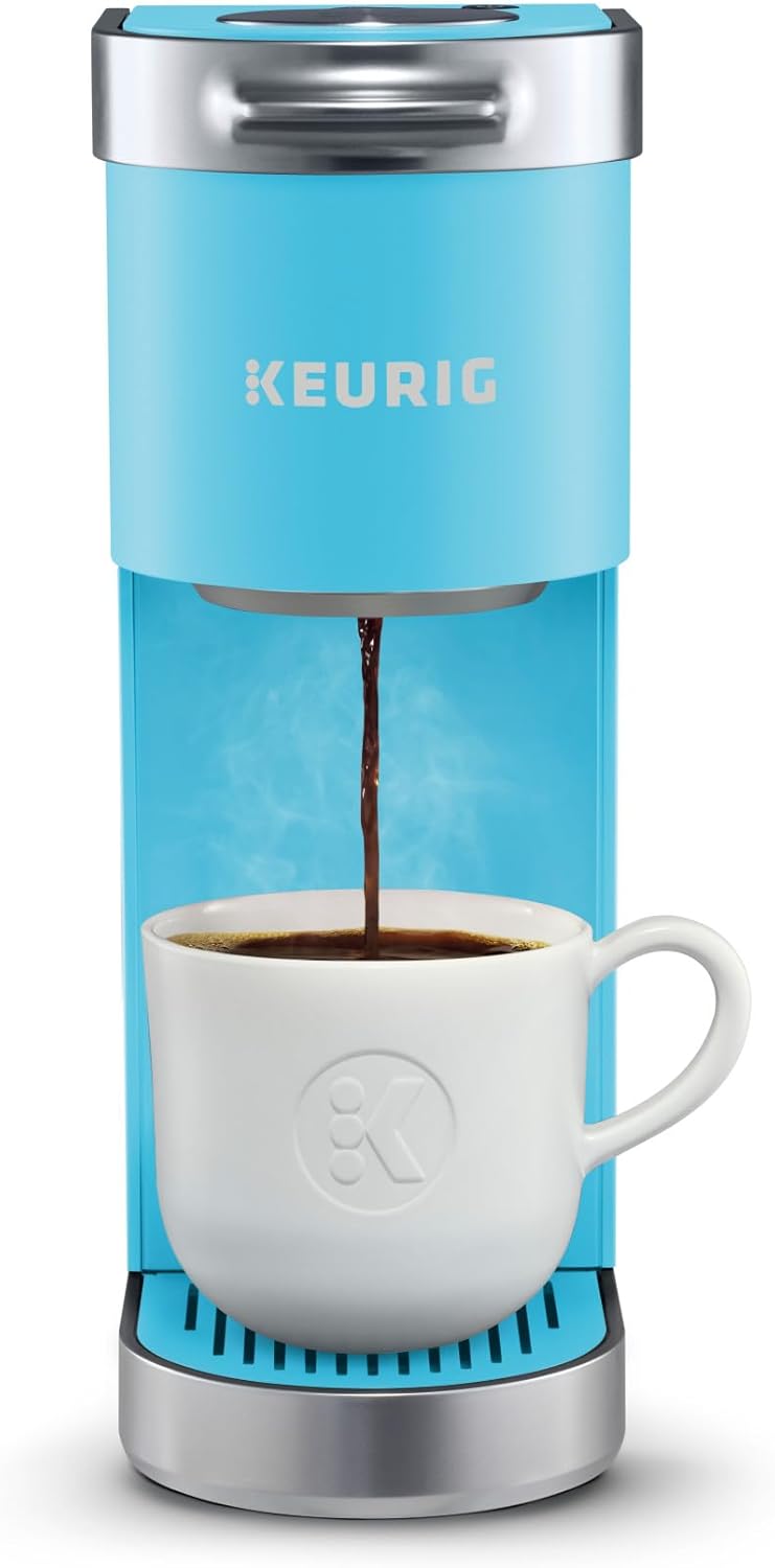 Keurig K-Mini Plus Single Serve K-Cup Pod Coffee Maker, with 6 to 12oz Brew Size, Stores up to 9 K-Cup Pods, Travel Mug Friendly, 1500 watts, Cool Aqua