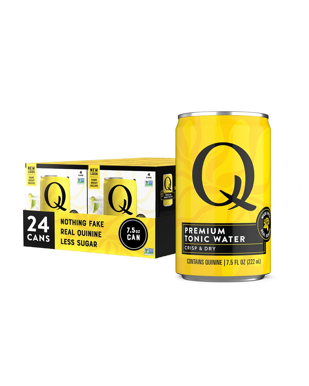 Q TONIC WATER with Real Quinine & Organic Agave - Ideal for Cocktails & Mocktails - Made with Real Ingredients, Perfectly Carbonated & Less Sweet - 45 Calories per Can - 7.5 Fl oz (Pack of 24)