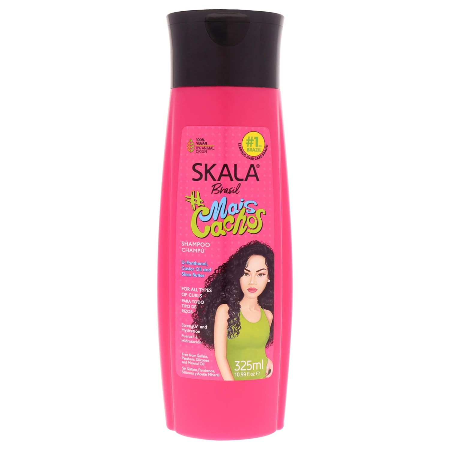 SKALA #Mais Cachos Shampoo for All Types of Curly Hair, Vegan Hair Shampoo with Shea Butter, Castor Oil & D-Panthenol for Hydration Care & Curl Definition, No Parabens or Silicones, 325 mL