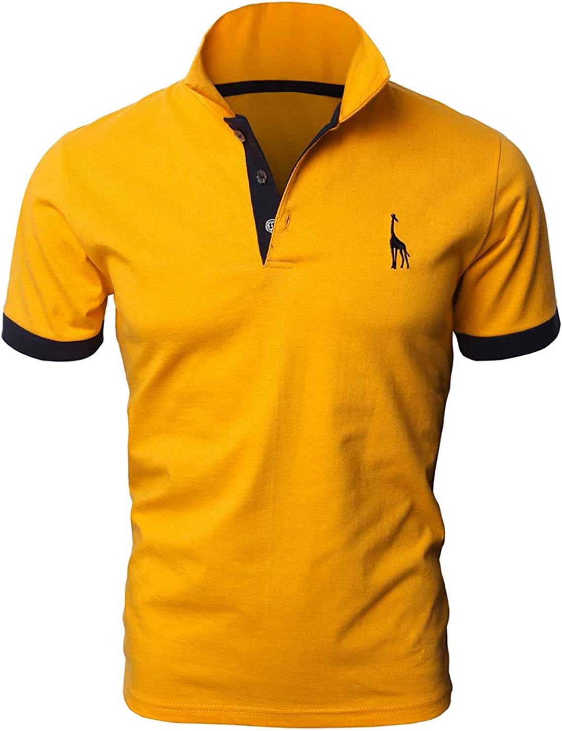 LIUPMWE Mens Polo Shirts Short Sleeve Giraffe Embroidery Golf T-Shirt S-3XL