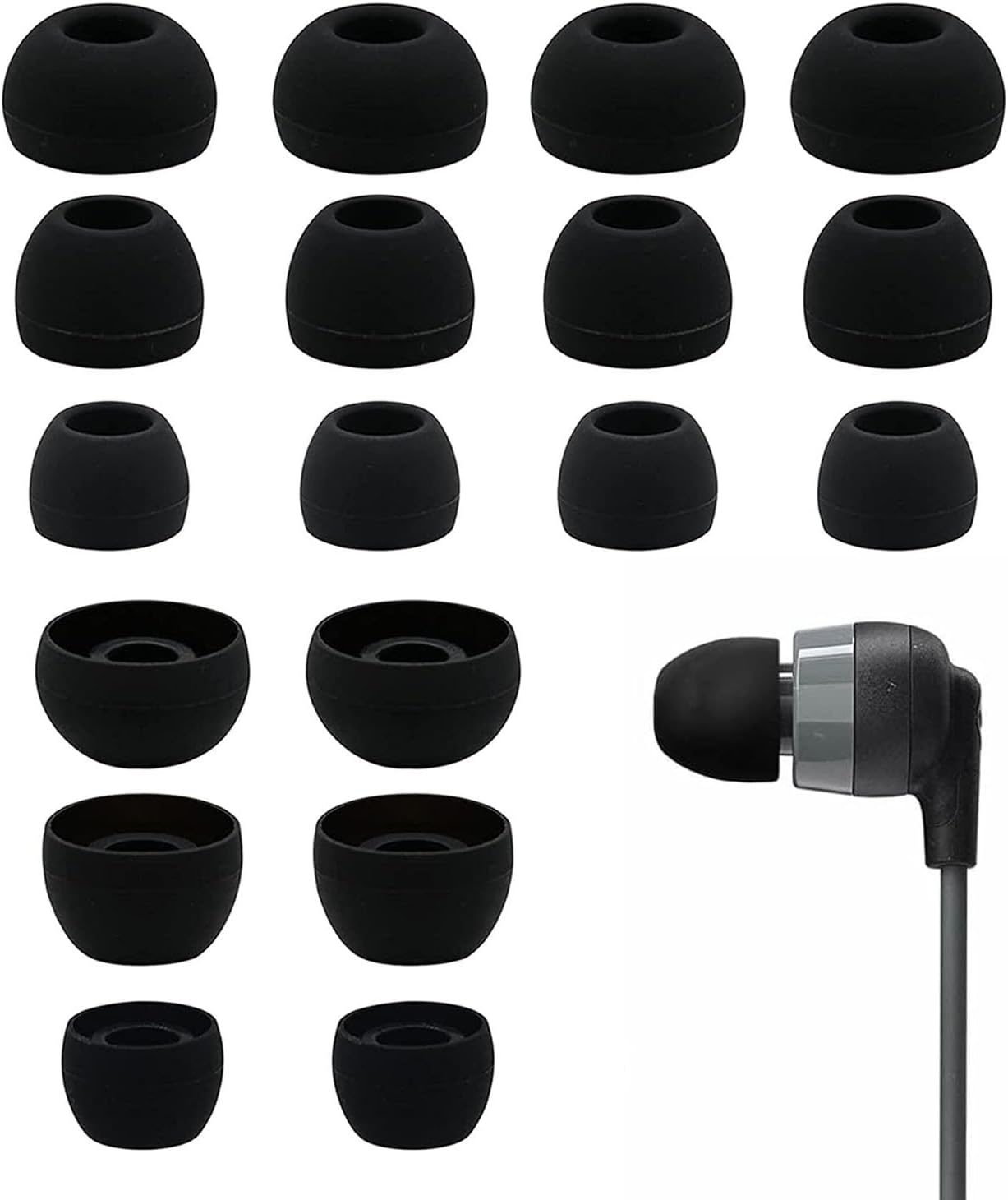 9 Pairs Silicone Earbuds Tips Earphone Replacement Earbud for In-Ear Headphones Noise Isolation Cover Caps 3 Different Size (S/M/L), for 4.5mm to 6mm Diameter Earphones