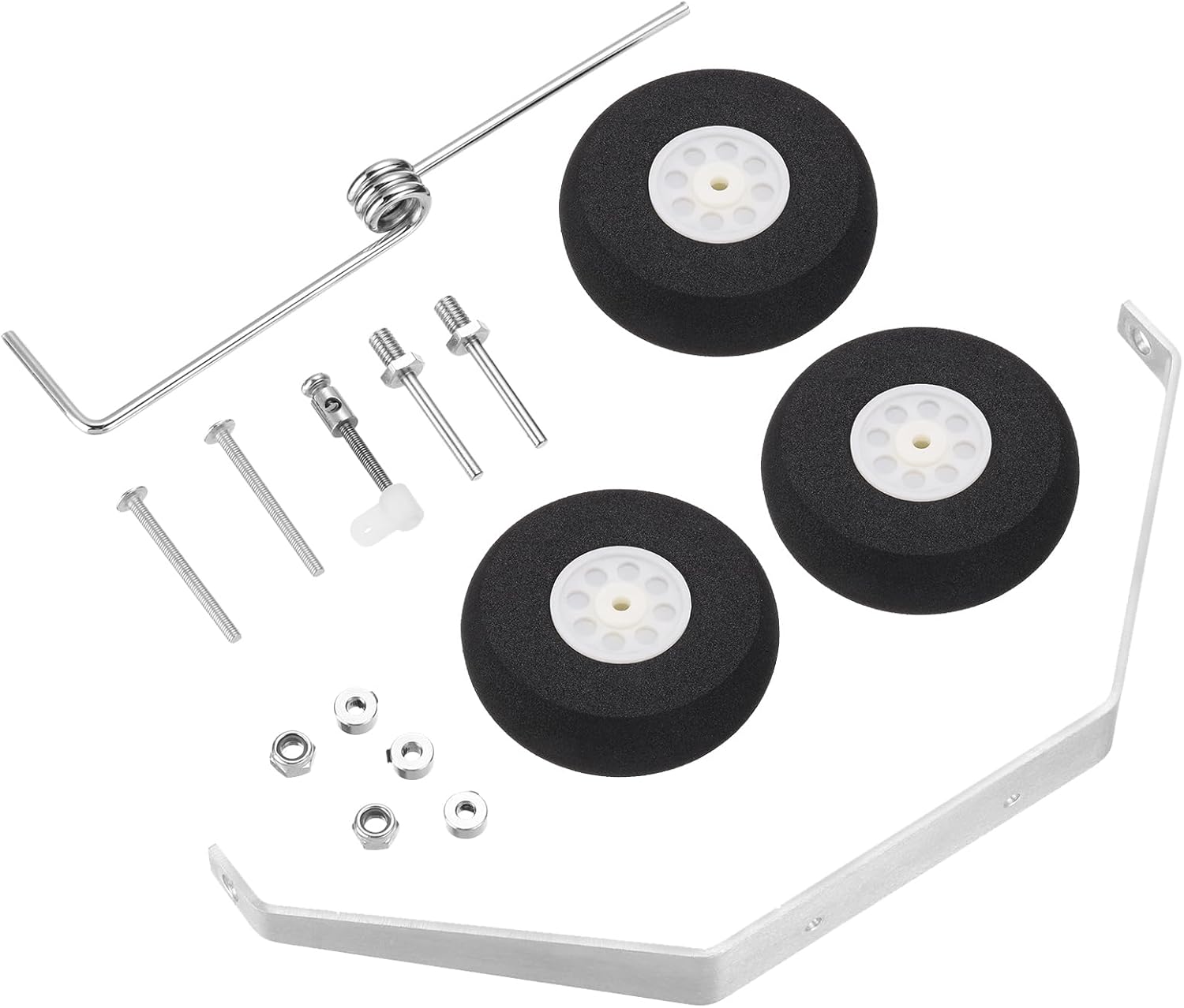 sourcing map 1 Set Aluminum Landing Gear Wheel Kit DIY Parts with Wheels and Axles for RC Plane Jet Replacement