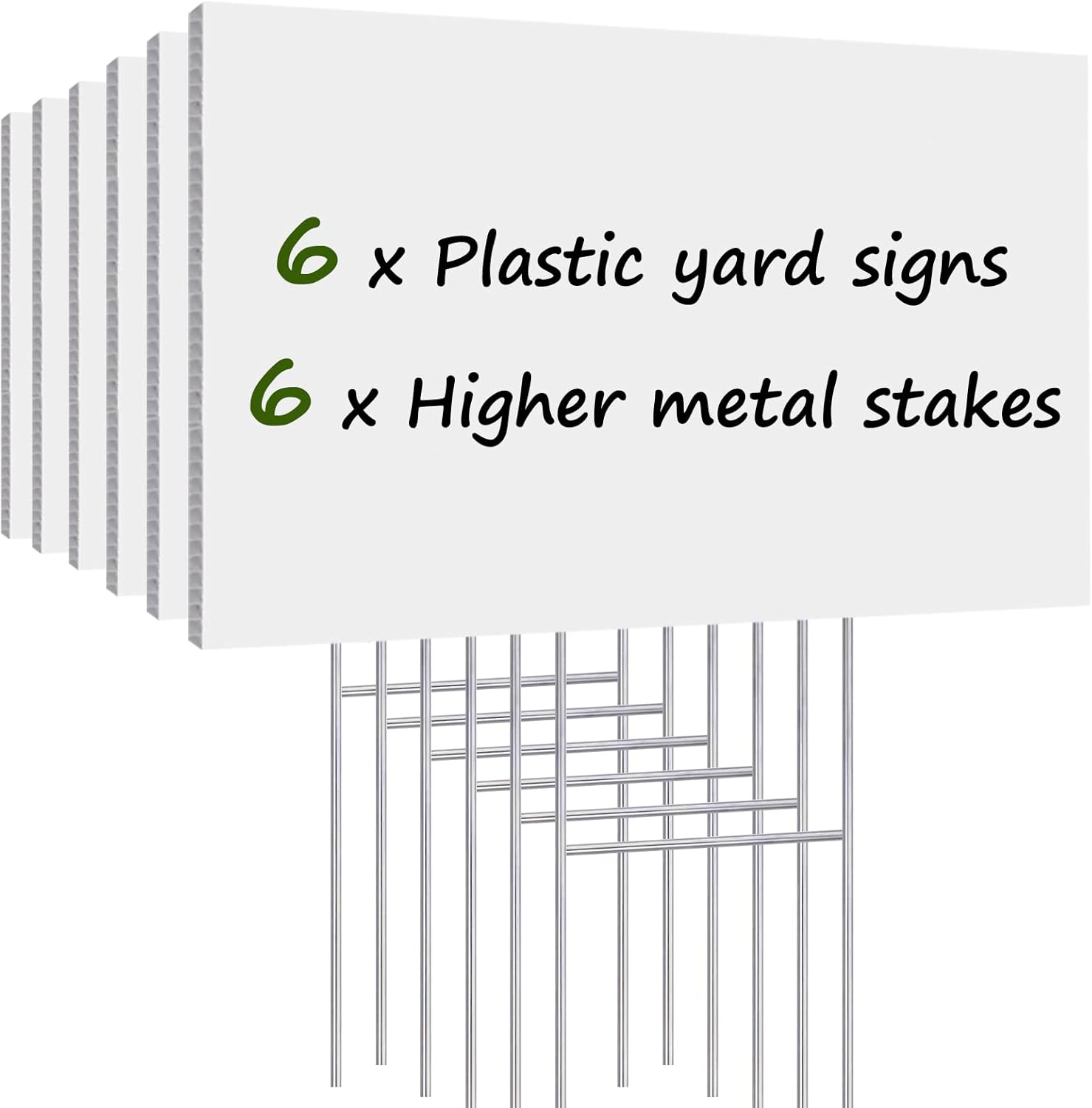 Blank Yard Signs with Stakes, Remiawy 6 Pack Lawn Signs Corrugated Plastic 17x12 Inches Custom Double Sided for Yard Sale Sign Outdoor, Garage Sale, Open House, Estate Sale, Guidepost, Birthday Party