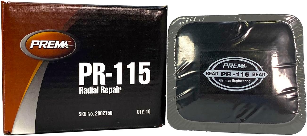 PREMA PR-115 Radial Tire Patches - Passenger Tire and Truck Tire Repair Patches - 3-1/4 x 3 inch Vulcanizing Tire Patches - 10 Per Box - Use in Place of PR-110 in Heavy Duty Applications.