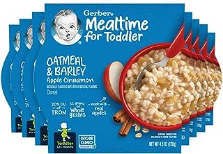 Gerber Baby Cereal, Oatmeal & Barley, Apple Cinnamon, 4.5 Ounce Self-Feeding Trays (Pack of 8)