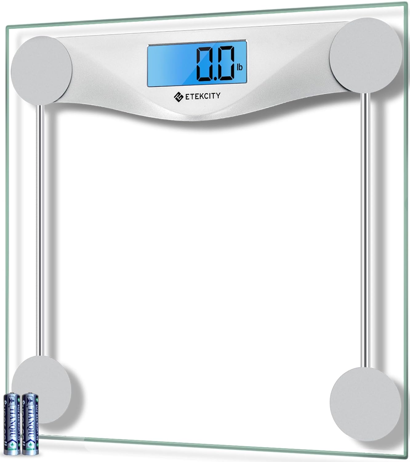 Etekcity Scales for Body Weight, Bathroom Scale with Clear LCD Display, High-Precision Measurement Technology (0.1kg/Max 180kg), 6mm Ultra Slim Design Tempered Glass, Battery Included