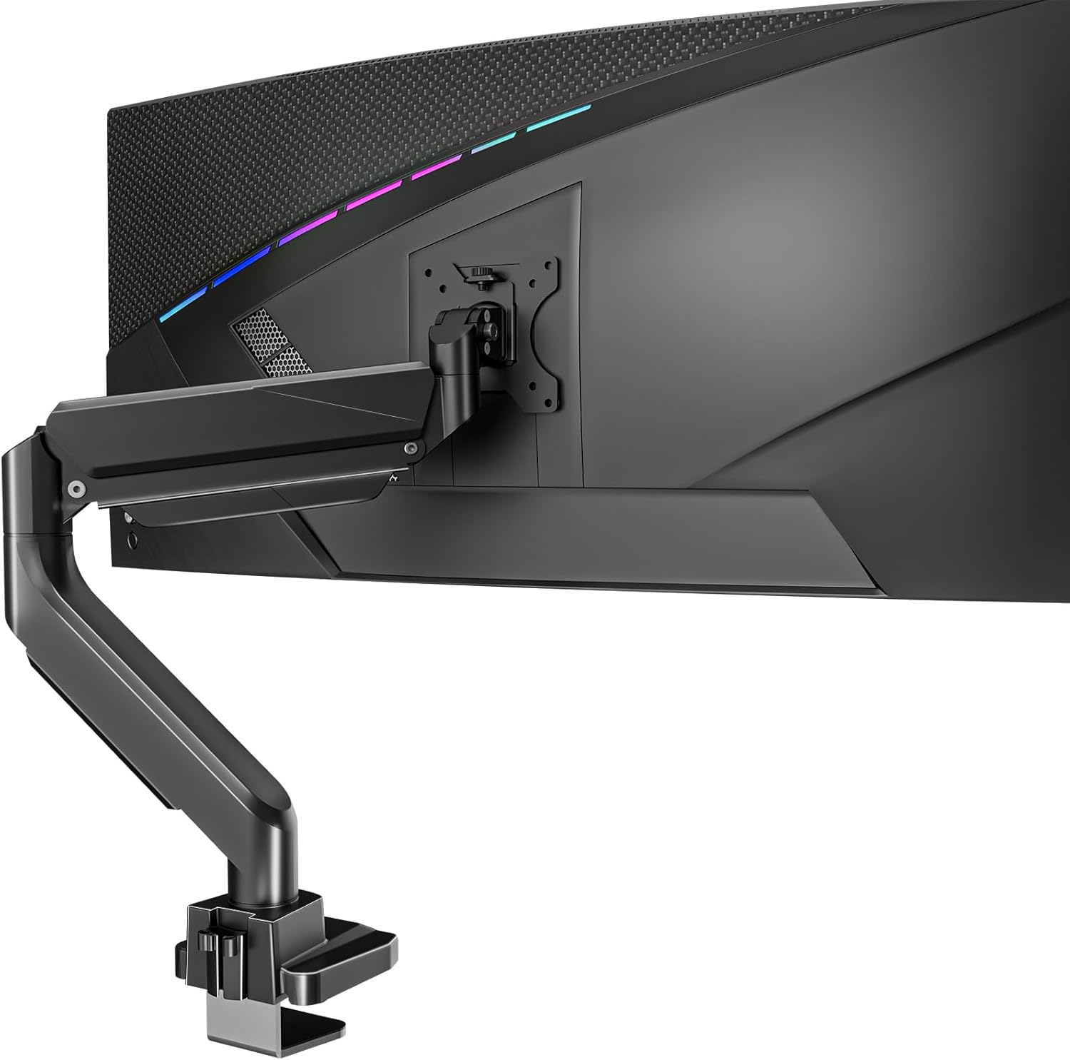 WALI Single Monitor Gas Spring Desk Mount, Heavy Duty Monitor Arm for Ultrawide Screen up to 35 inch, 33 lbs. Fully Adjustable, Mounting Holes 75 and 100 (GSM001XL), Black