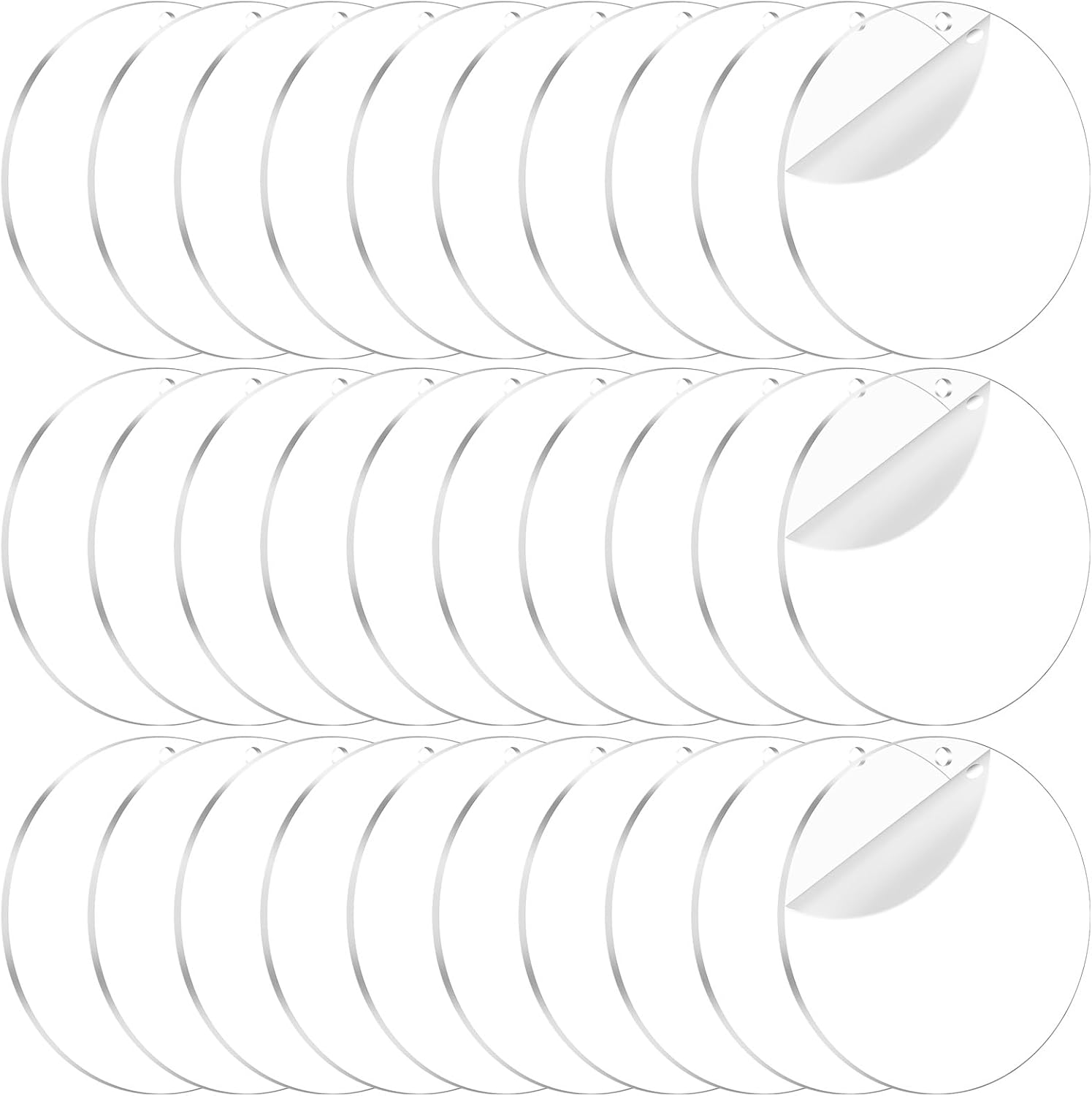 40PCS Acrylic Keychain Blanks, Clear Acrylic Ornaments Blanks Bulk Circles Blank Disc Blank with Hole for Vinyl DIY Keychain,Tags and Craft