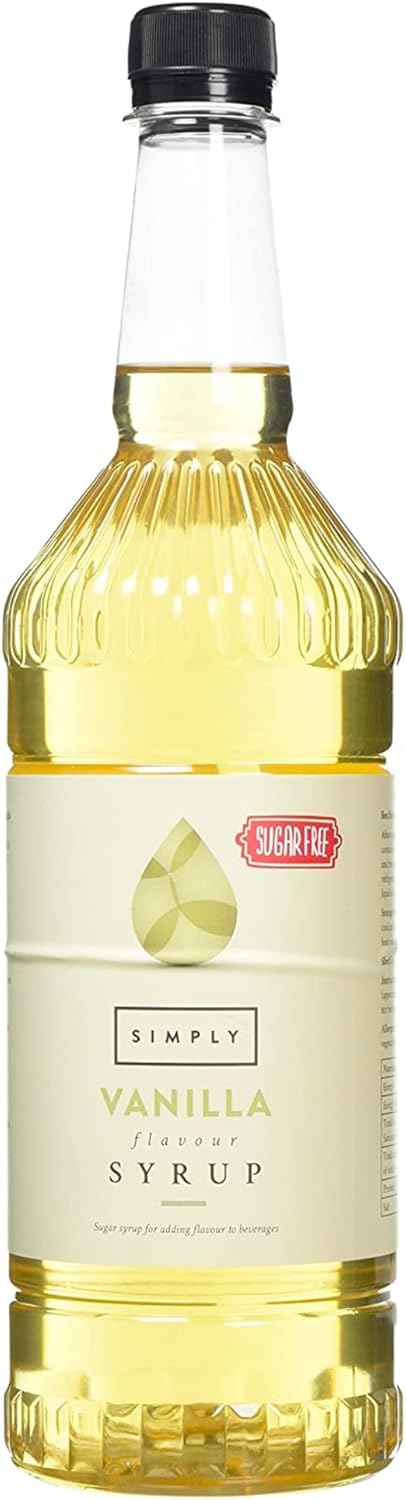 Simply Sugar Free Vanilla Syrup, Low Calorie, Vegan & Nut Free Flavoured Syrup for Coffee, Cocktails & Baking (1 Litre)