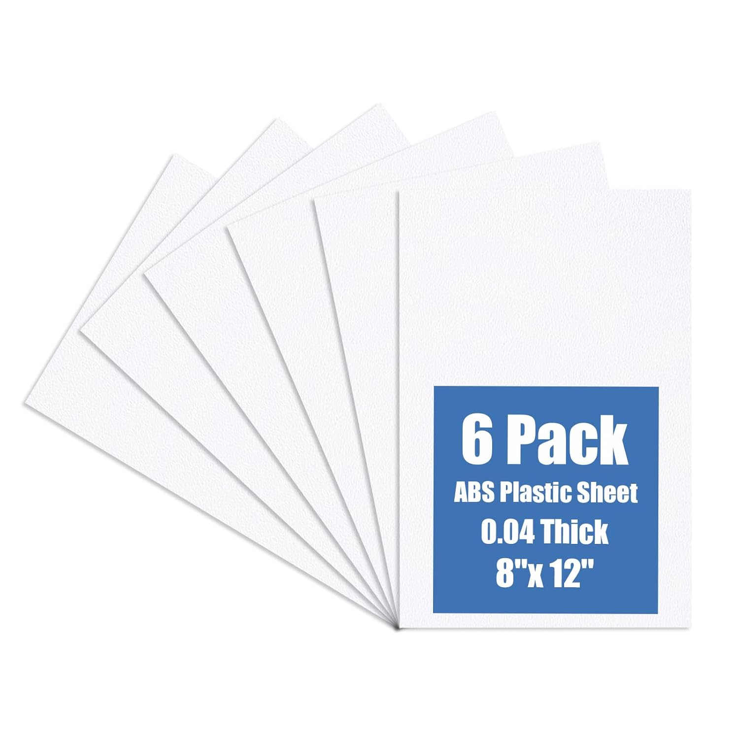 Kinlink White ABS Plastic Sheet 8" x 12"x 0.04" Flexible Moldable Impact Strength and High Tensile 1/25" Thick (1mm) Abs Sheet, Moldable Plastic DIY Materials for Home Decor and Handicrafts, 6 Pack