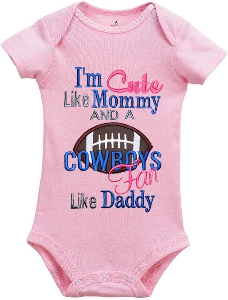 I'm Cute Like Mommy and A Cowboys Fan Like Daddy Unisex Baby Romper Jumpsuit
