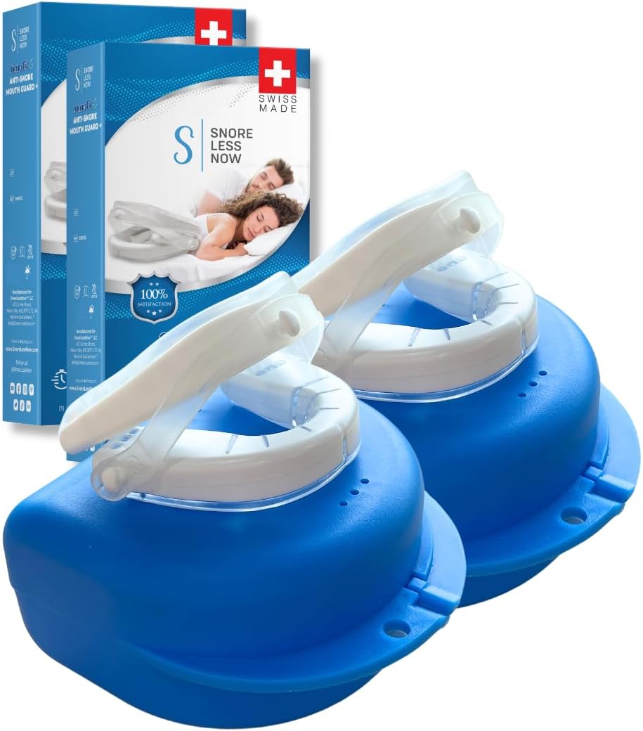 Somnofit-S Anti-Snore Mouth Guard 2-Pack by SnoreLessNow | Made in Switzerland | FDA Cleared | Most Comfortable Anti Snoring Mouthpiece | Adjustable Snoring Solution for Men & Women Couples