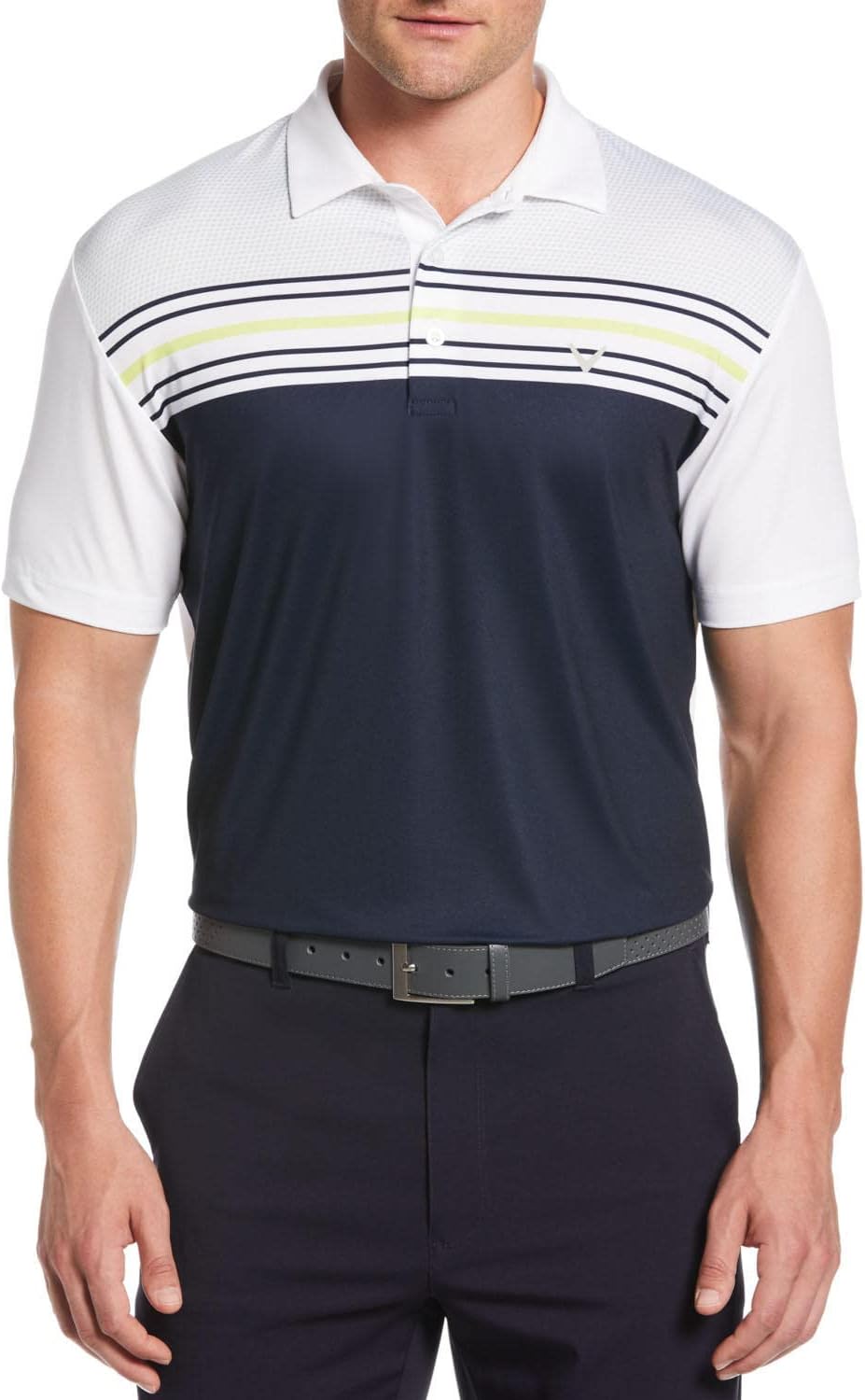 Callaway Men's Golf Polo Shirt | Performance Fabric | Moisture-Wicking Opti-Dri | Golf Shirt - Peacoat & Daiquiri Green, XX-Large
