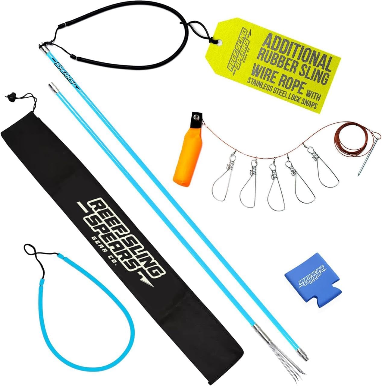 Hawaiian Sling Fishing Spear Set Lite - Travel Fiberglass Pole Spear Harpoon for Spearfishing with a 5 tip Prong Paralyzer - Fishing line Holder and Travel Bag Included for Spear Fishing Equipment