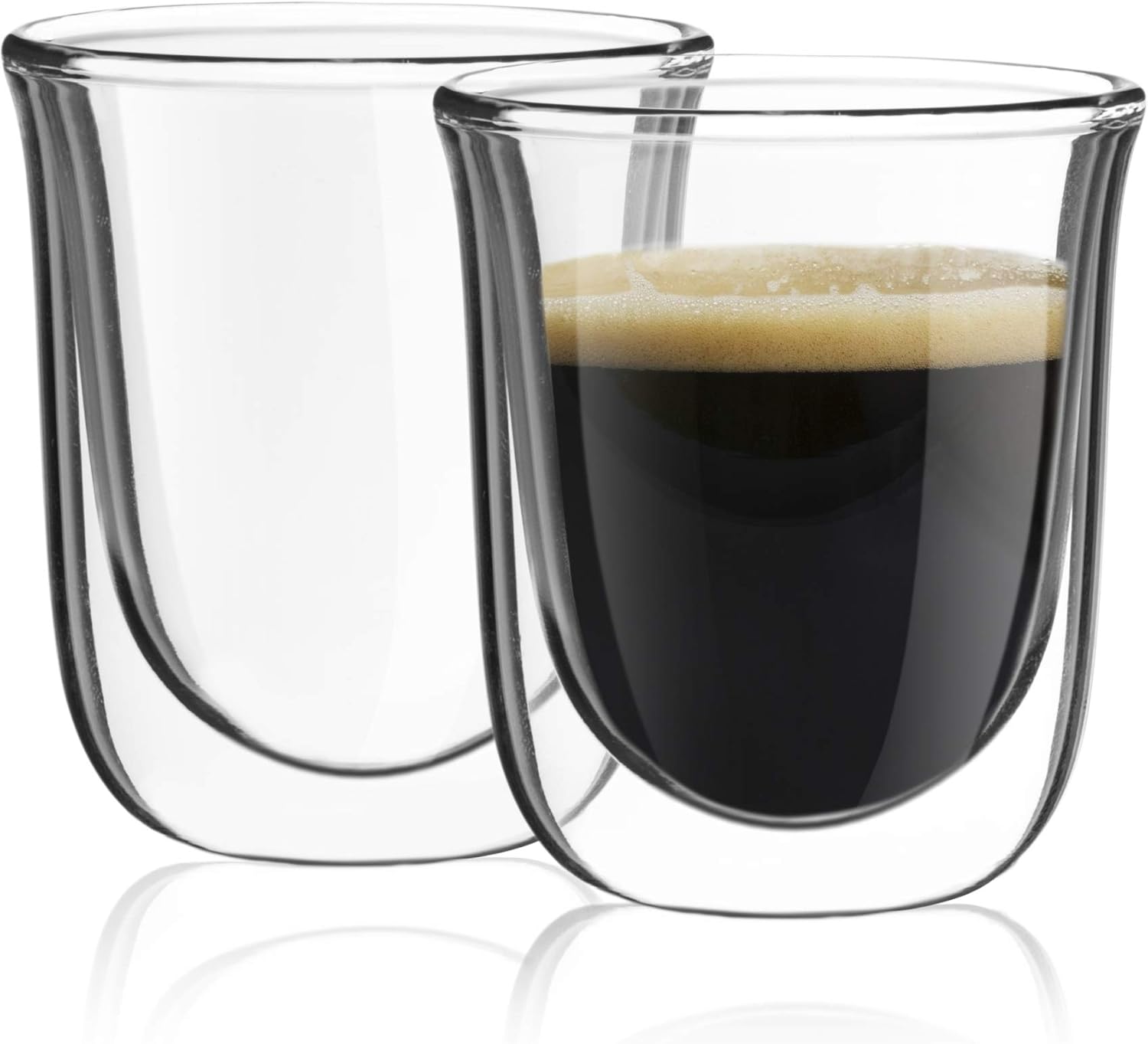 JoyJolt Javaah Double Walled Espresso Glasses Espresso Cups (Set of 2)- 2-Ounces