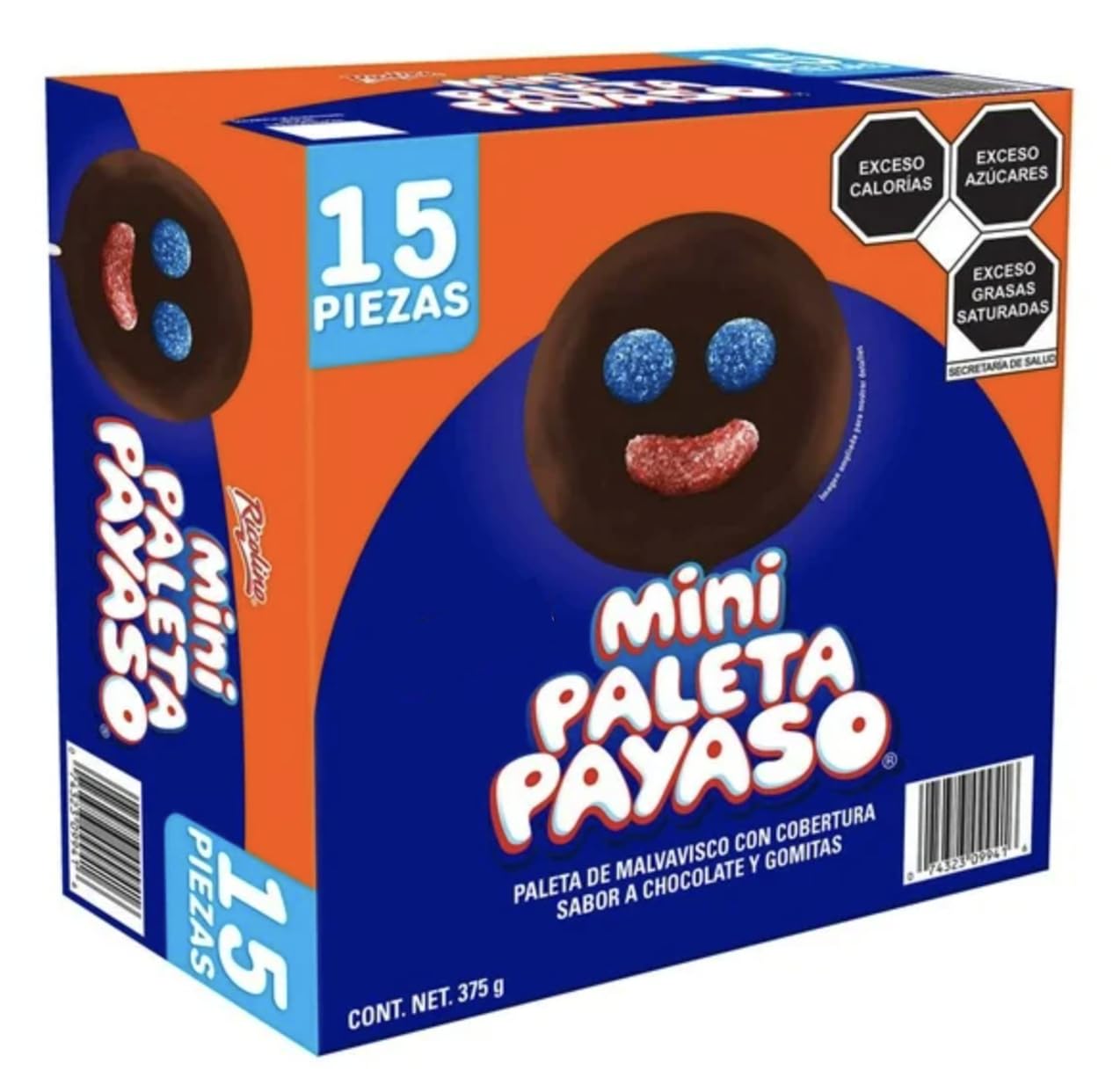 Paleta Payaso – Caja con 15 Mini Paletas de Malvavisco Cubiertas de Chocolate, 25 gramos Por Pieza