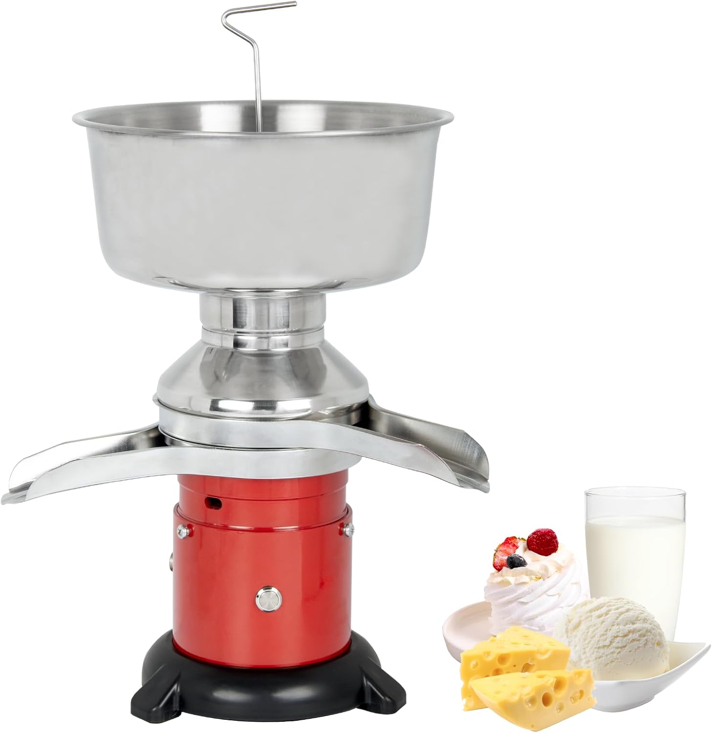 40W Electric Milk Cream Separator 60L/H High Efficiency Centrifugal Milk Skimmer 304 Stainless Steel Goat Cow Milk Separator with 5L Bowl 10500RPM for Home Dairy Farm (Round Base)