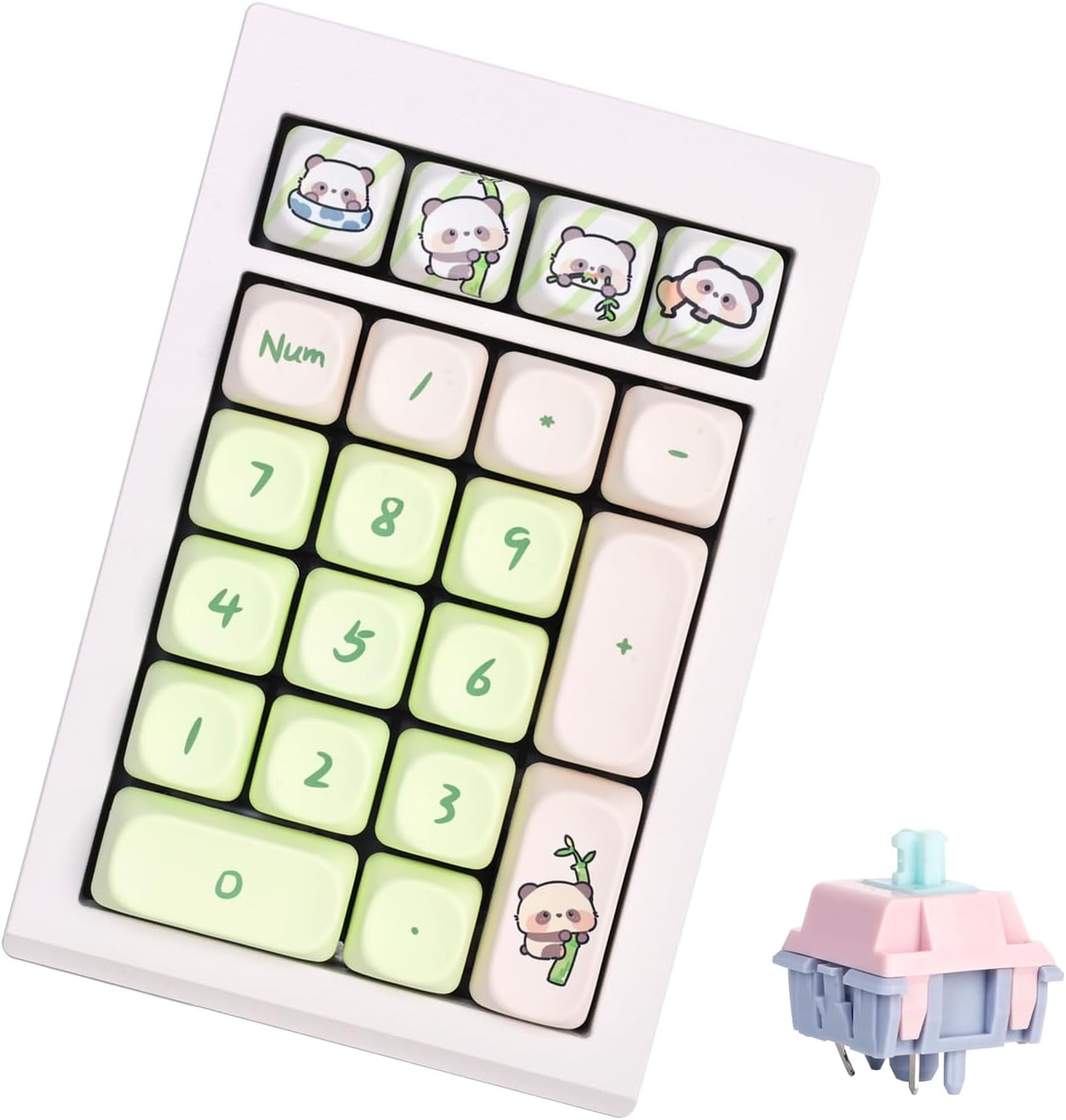 Bluetooth Number Pad, VIA Programmable Aluminum Numeric Keypad, Hot-Swappable Keypad with Fairy Linear Switch MOA Profile 21 Keys Panda Keycap Numpad for Laptop,PC, Mobile Phone, Tablet (Green)