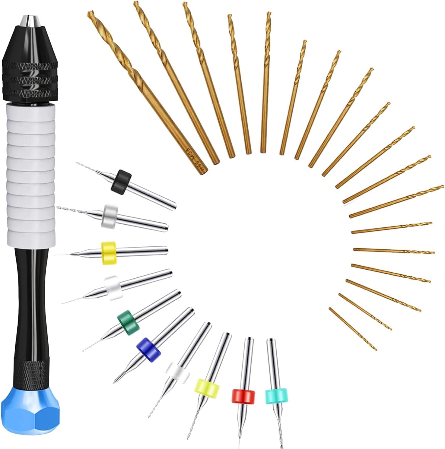 CRAFT911 Hand Drill Bits Set - Pin Vise Hand Drill Manual, Small Micro Drill Bit Set | Jewelry Drill Kit, PCB Mini Drill Bits for Resin Beads Polymer Clay | DYI Jewelry Making Drill, Craft Drill Bit
