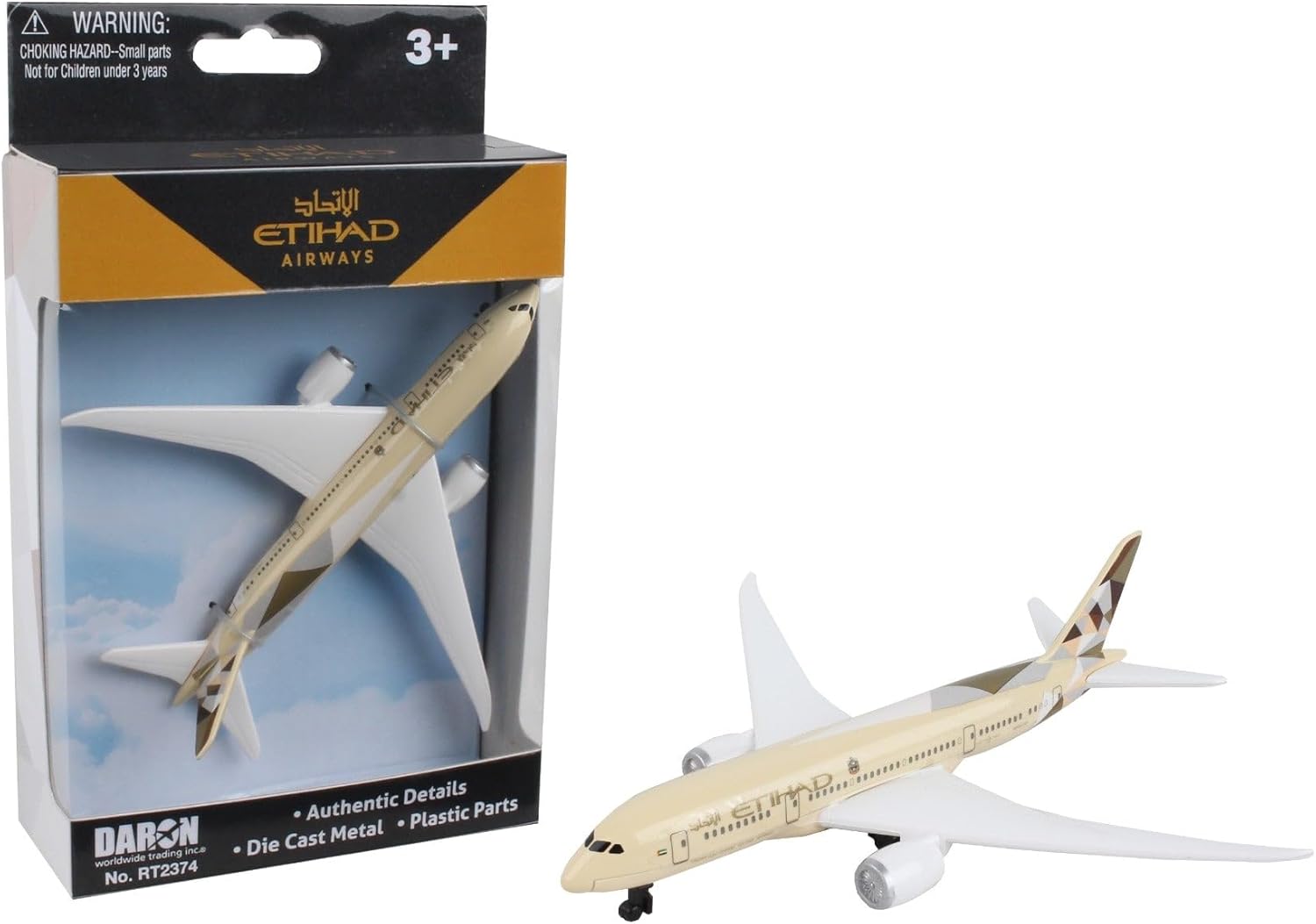 Daron RT2374 Ethiad Airways single diecast toy plane 'fit the box' scale