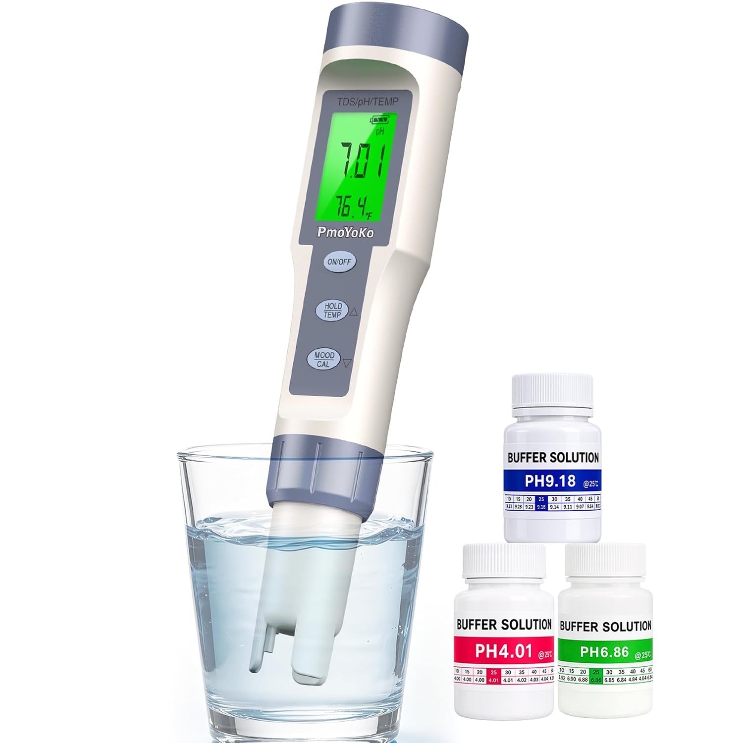 PH Meter, 3-in-1 High Accuracy Ph, TDS & Temperature Tester Digital Water Meter with 3 Buffer Solution, Waterproof PH Meter Tester for Water, Aquariums, Hydroponics, Pool and More