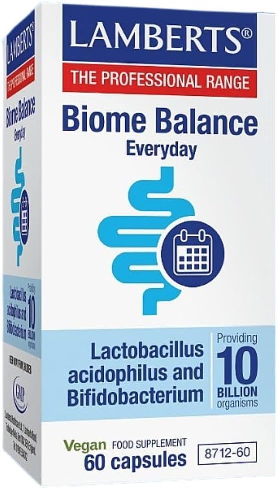 Lamberts Biome Balance Everyday – 10 Billion CFU – with Lactobacillus Acidophilus & Bifidobacterium Bifidum – 60 Capsules