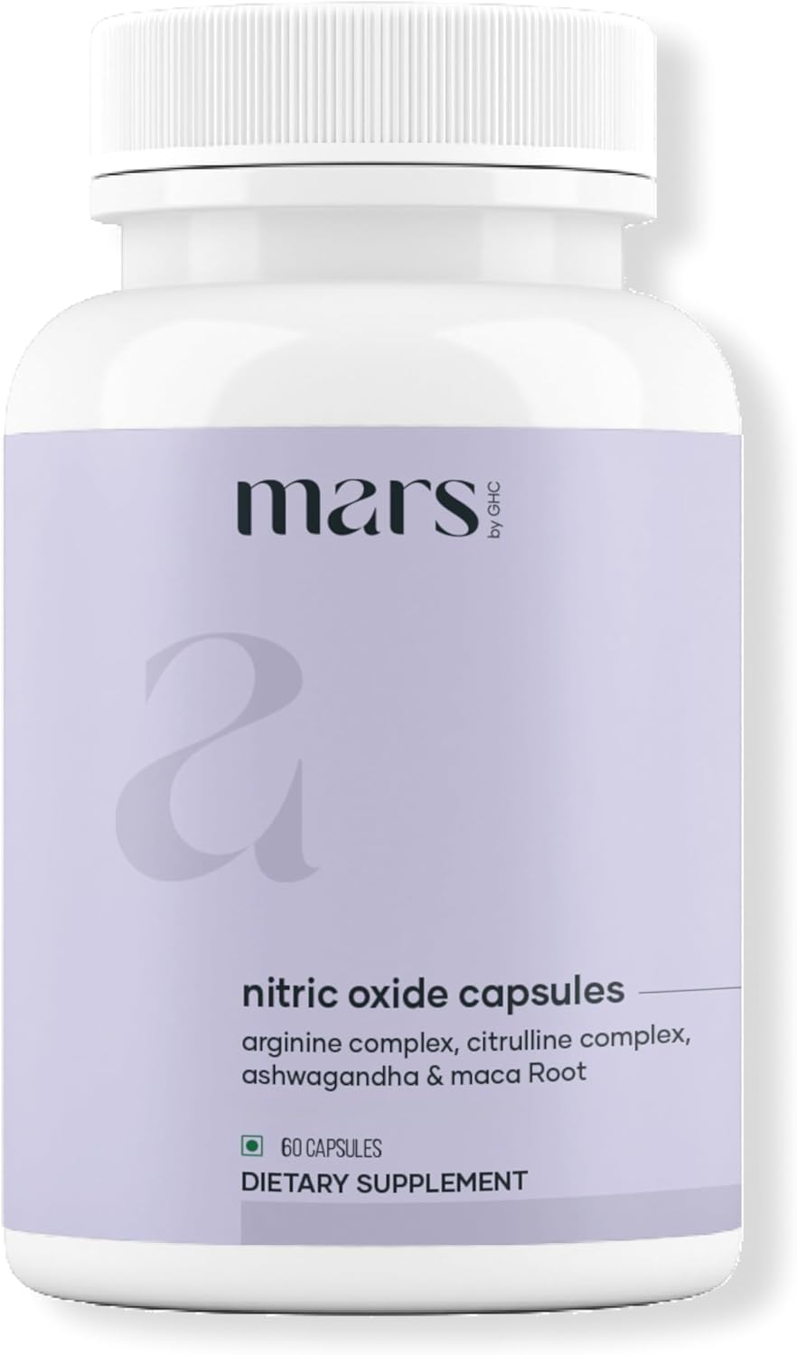 Mars Nitric Oxide Capsules – with L-Arginine, L-Citrulline & Adaptogenic Blend | Supports Energy, Circulation & Muscle Recovery | 60 Capsules