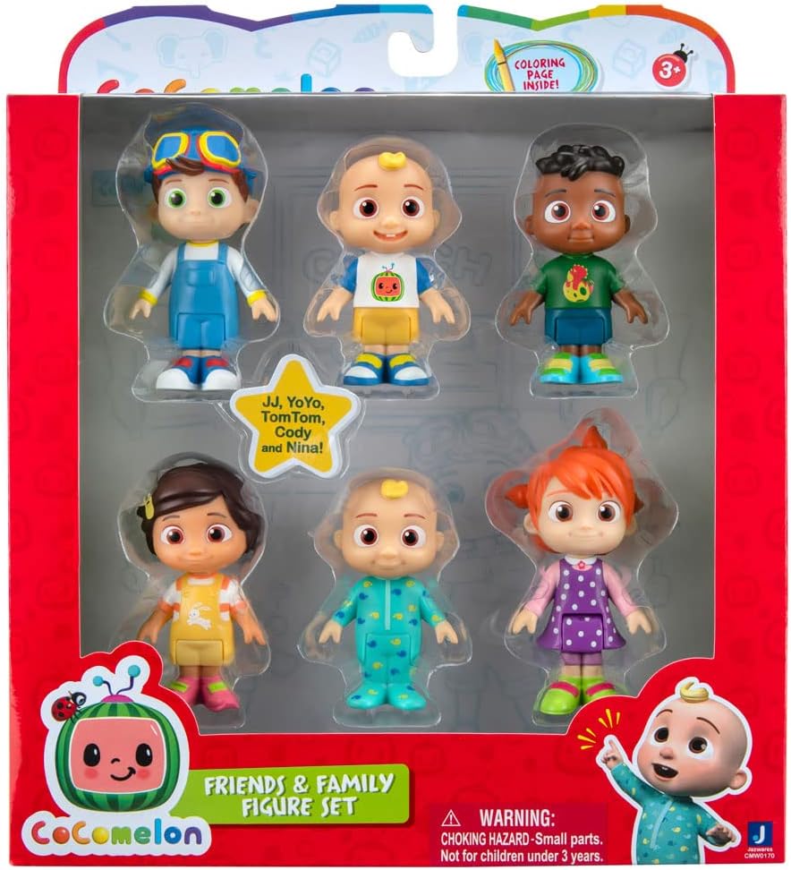 CoComelon 6 Figure Family and Friends - Includes JJ, YoYo, TomTom, Nina, Cody - Toys for Kids and Preschoolers