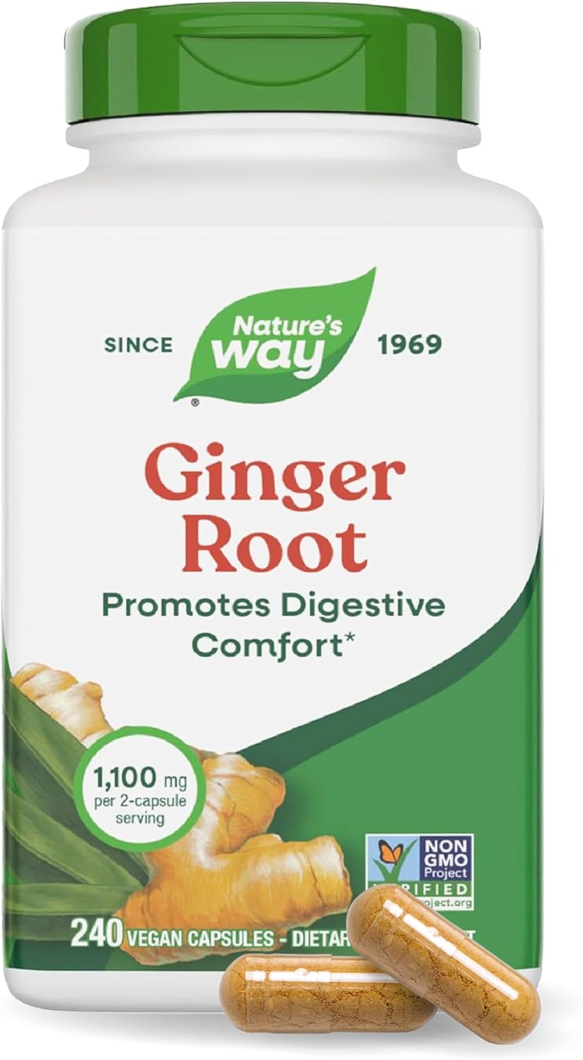 Nature's Way Ginger Root Capsules,1,100 mg per Serving, Vegan, 240 ct