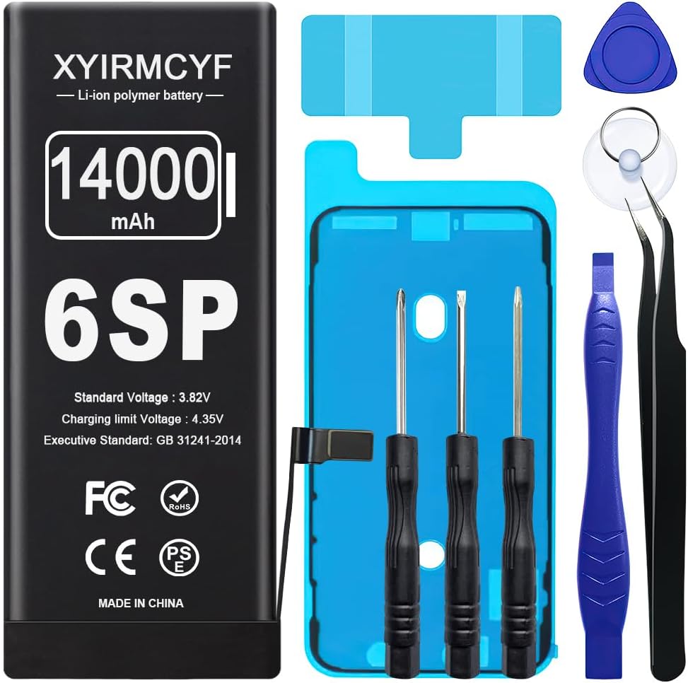 14000mAh Super Capacity Battery Compatible with iPhone 6S Plus, 0 Cycle Li-Polymer Replacement Battery for iPhone 6S Plus, with Professional Repair Tool Kit