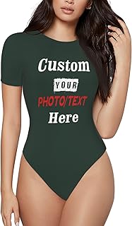 Custom Bodysuits For Women Personalized Women'S Round Neck Short Sleeve Tops T Shirts Basic Bodysuit For Office Sports Daily