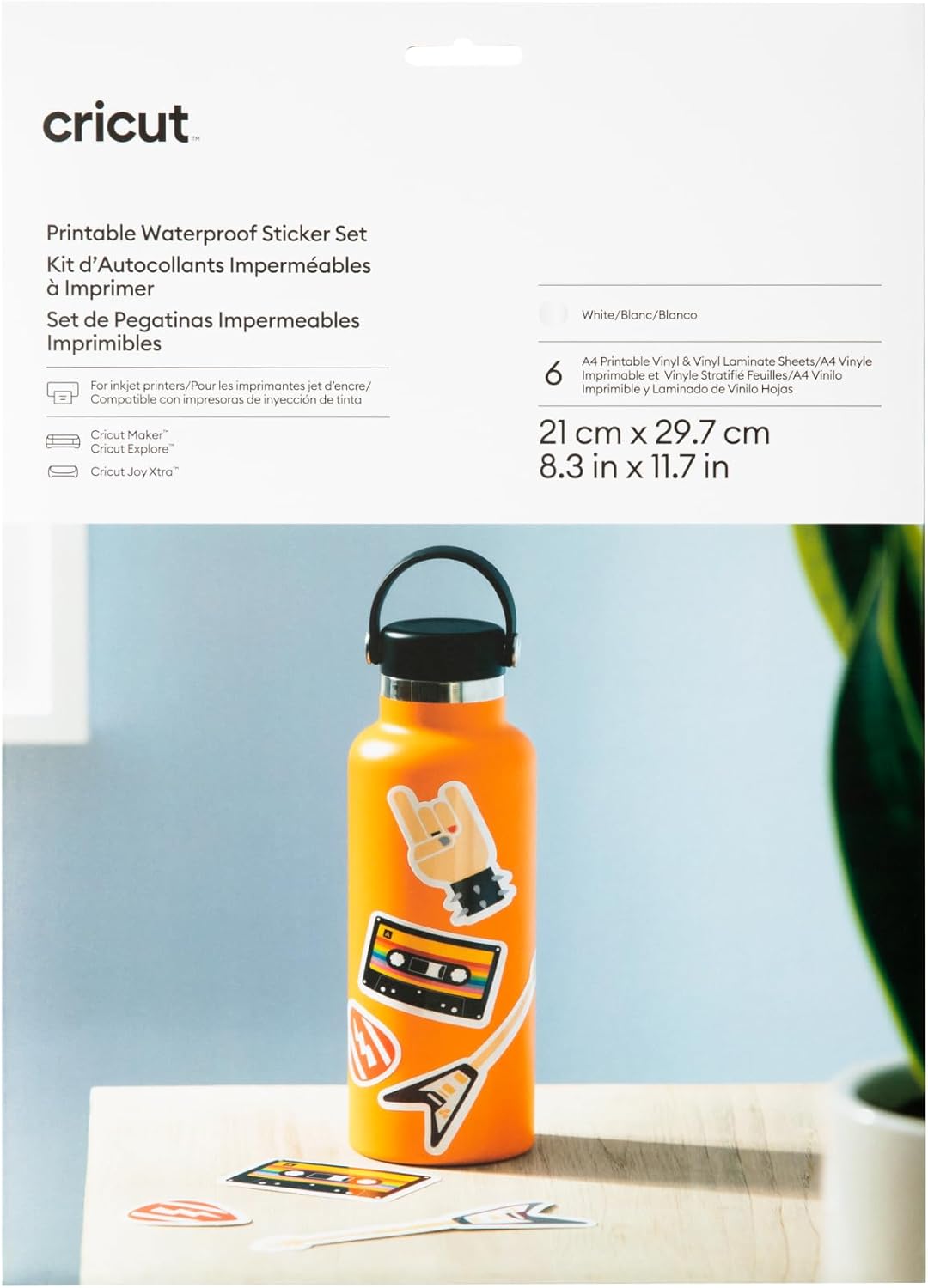 Cricut™ Printable Waterproof Sticker Set – A4 (6 ct)